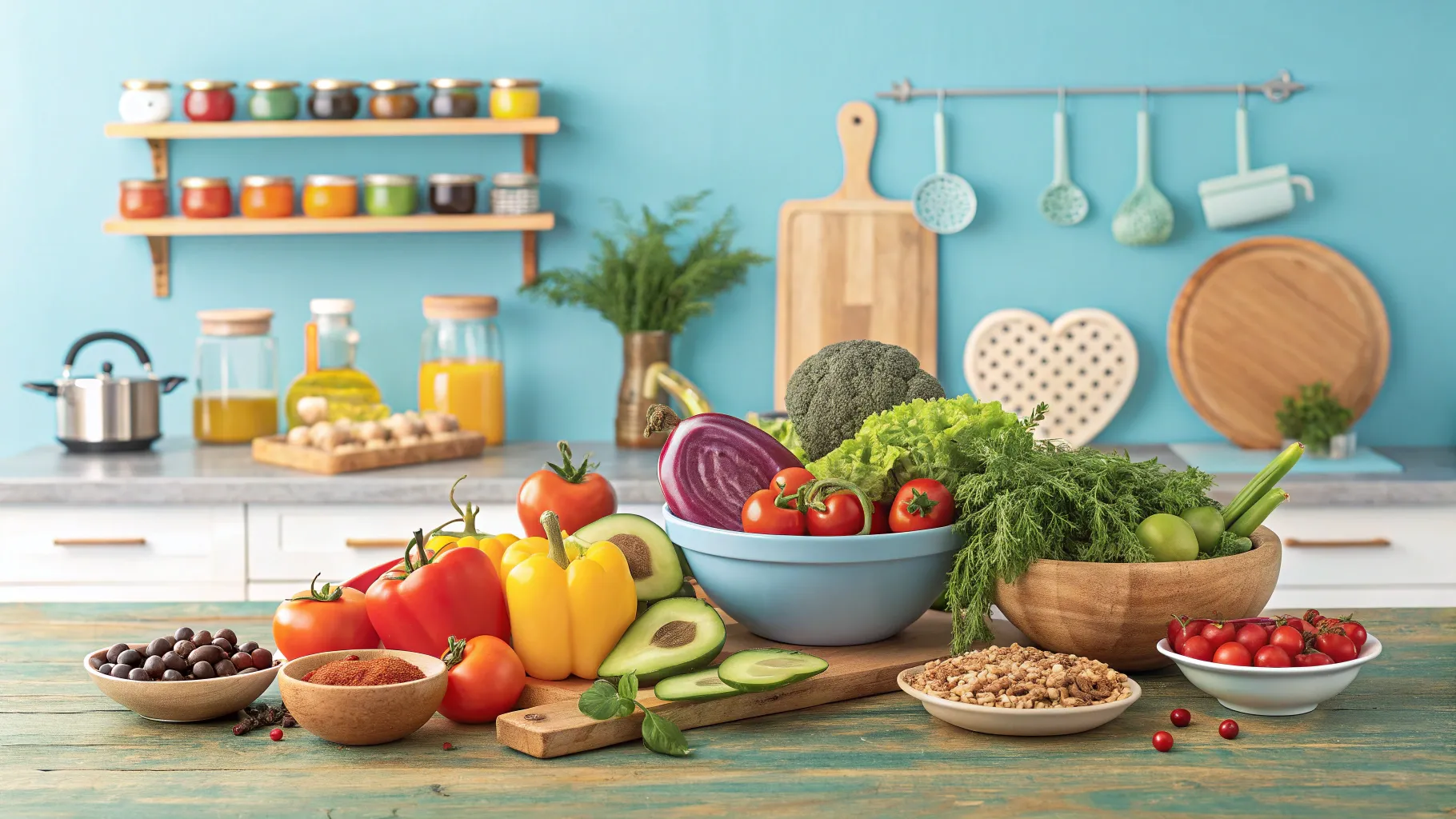 Hypertension Management Strategies: Fresh foods and healthy ingredients for a nutritious diet.