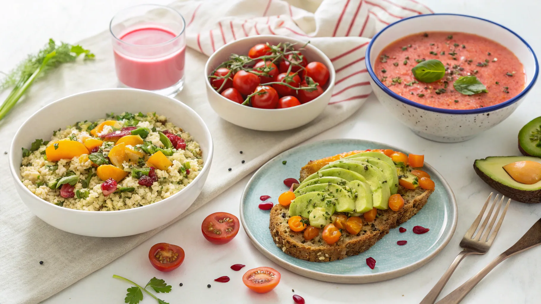 Meal Ideas for People with Multiple Sclerosis: vibrant dishes and healthy ingredients.