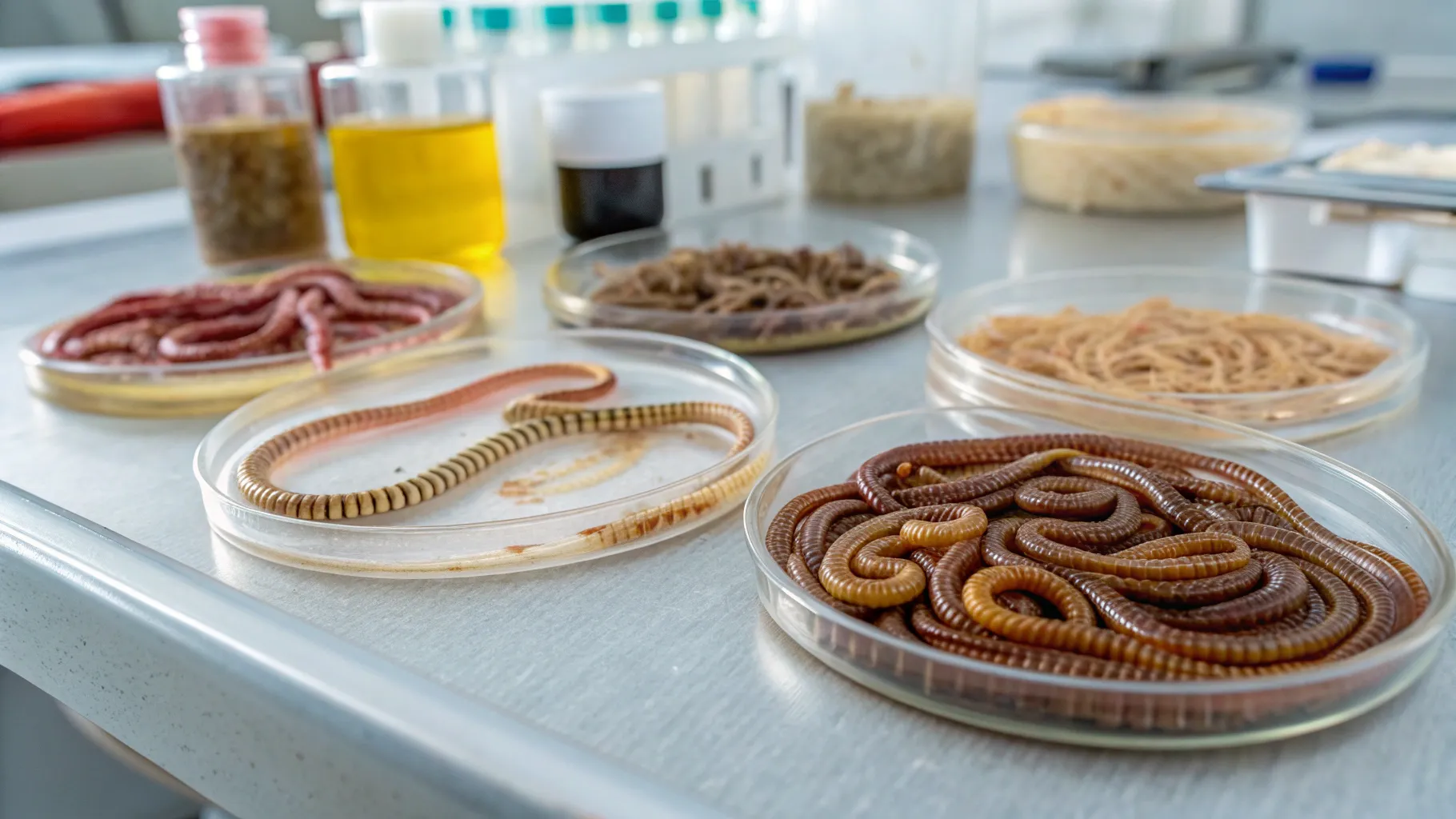 Signs You Might Have Intestinal Worms & What to Do: Close-up of various worms on a surface.