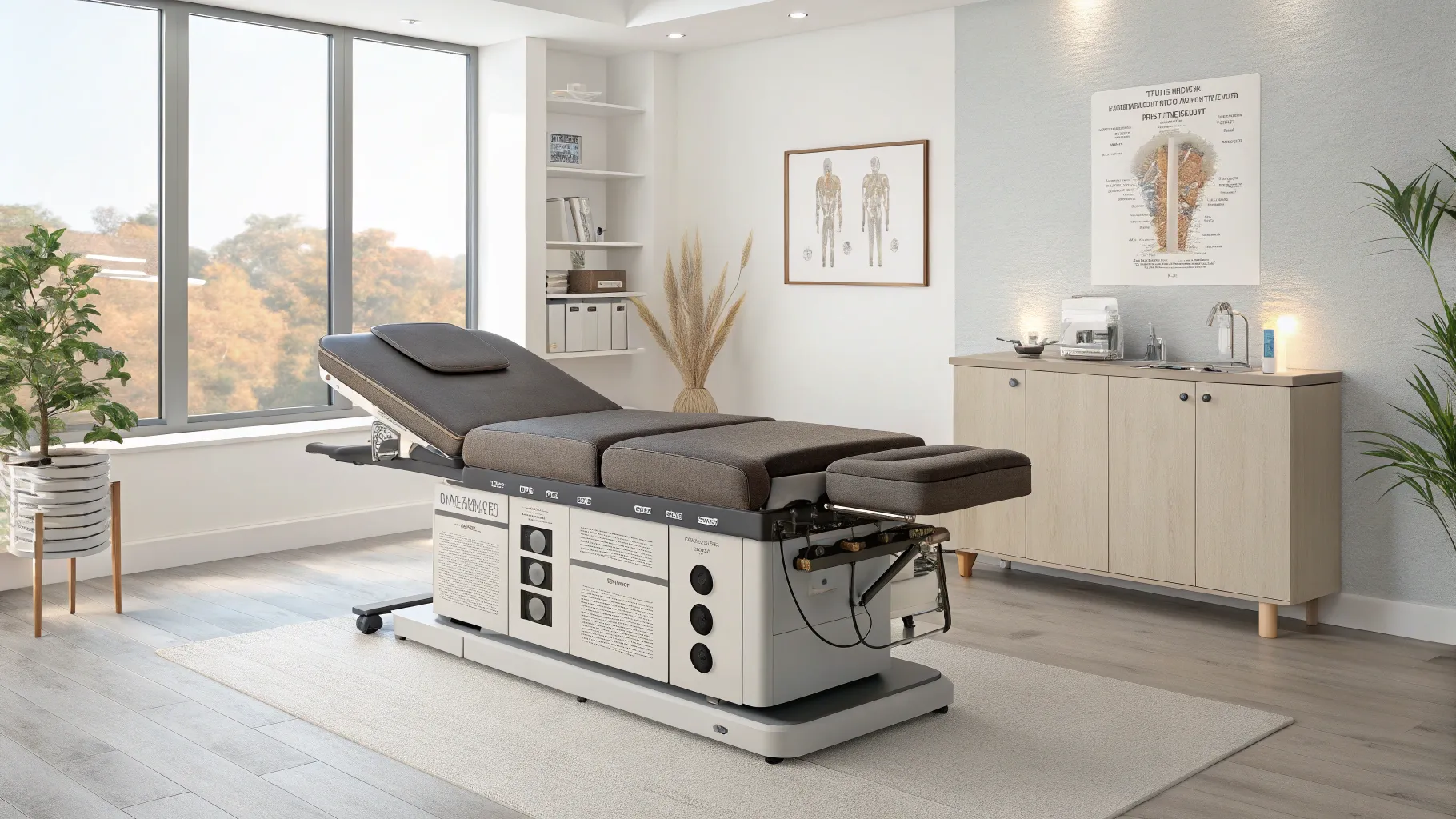 Spinal Decompression Treatment in a modern clinic with advanced therapy equipment.