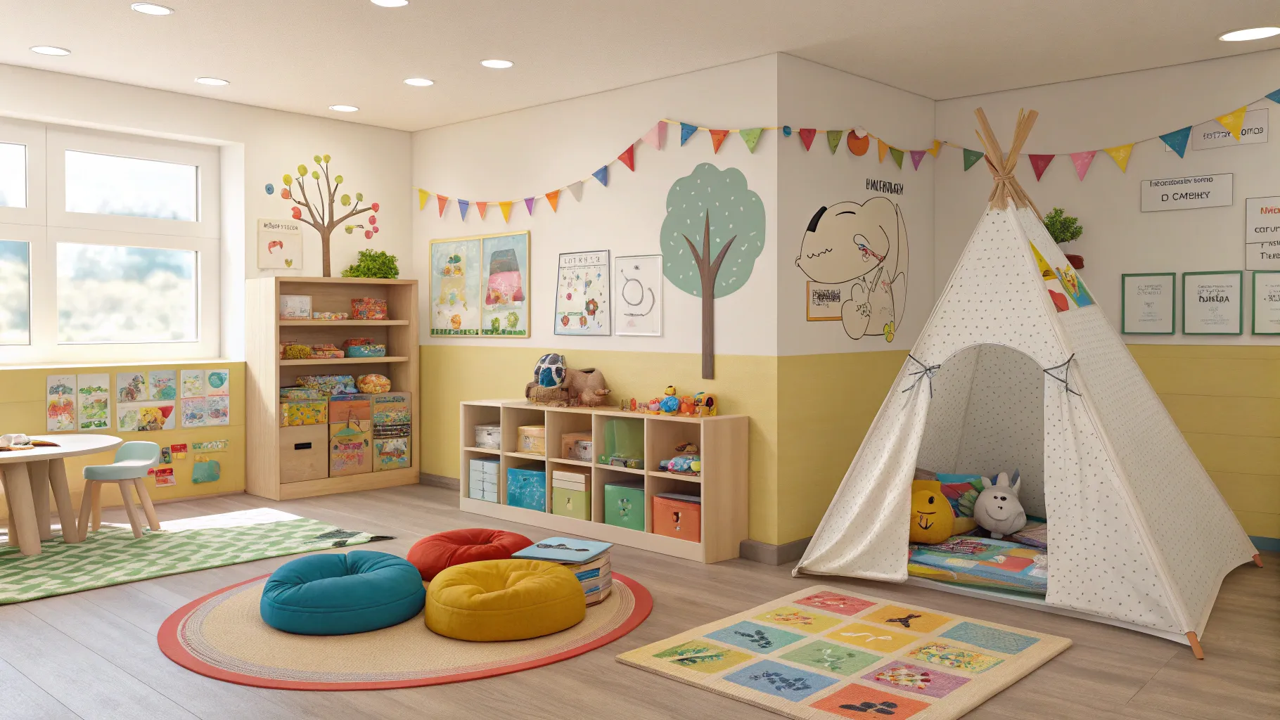 Daycare Assistant jobs focus on vibrant play areas filled with educational toys and art supplies.
