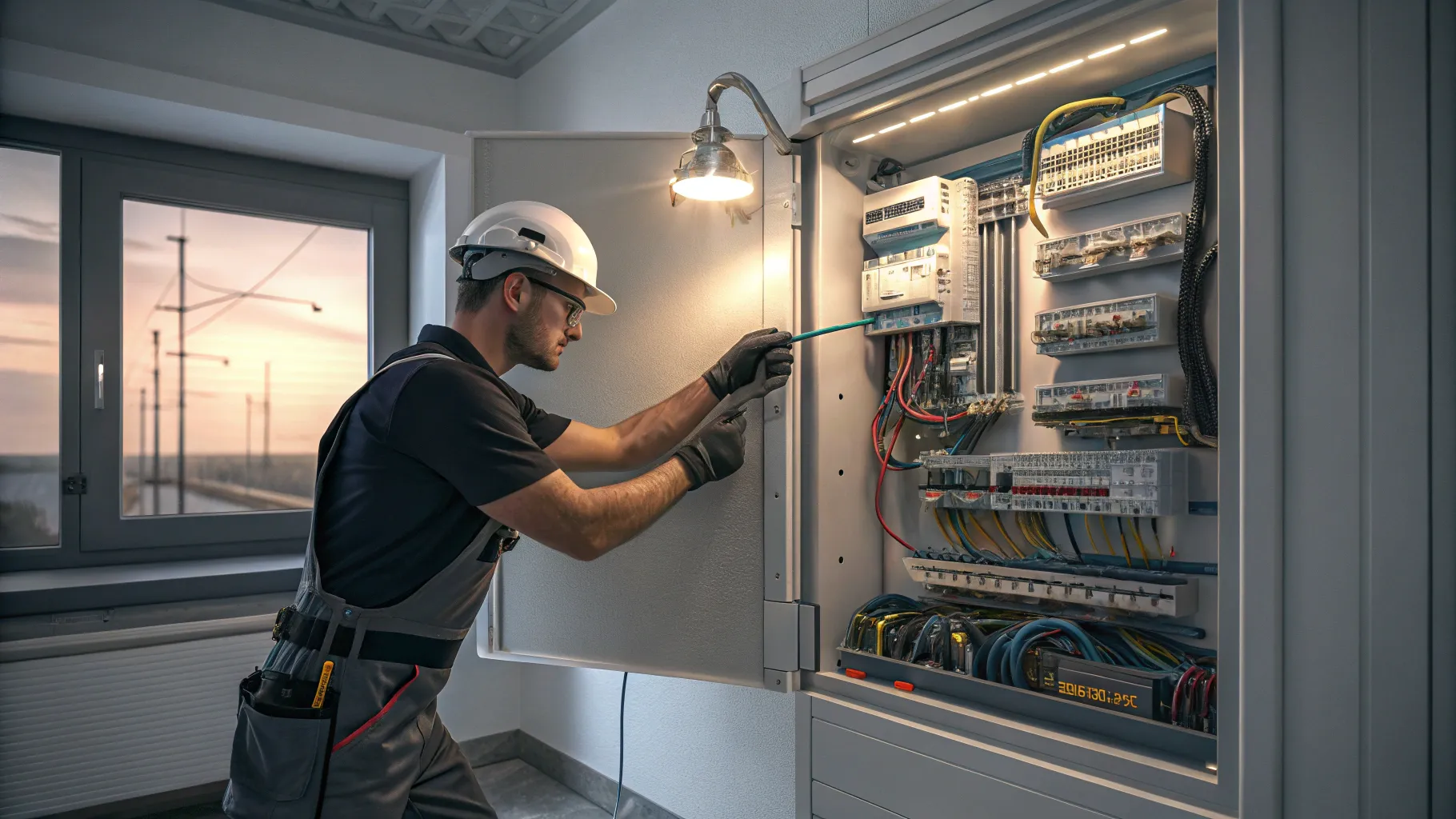 Electrician jobs showcase detailed electrical work in a busy residential setting.