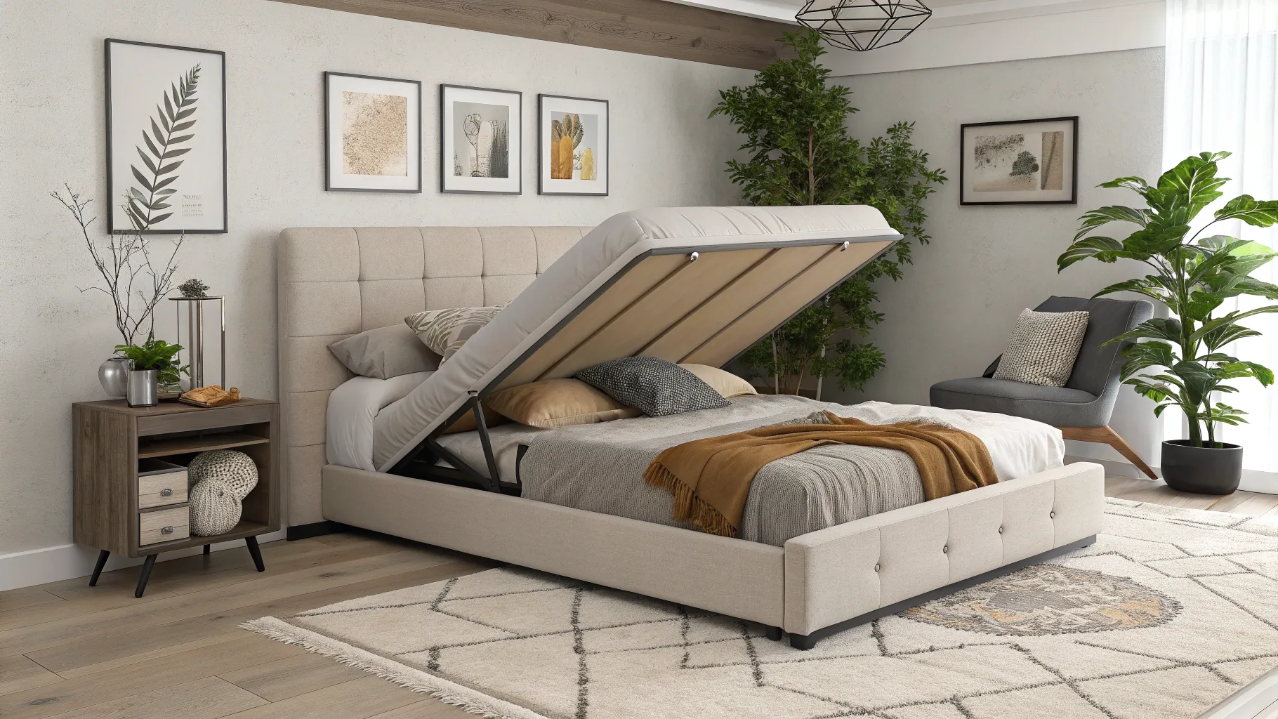 Home & Garden Folding Beds feature a modern, chic design in a cozy living space.