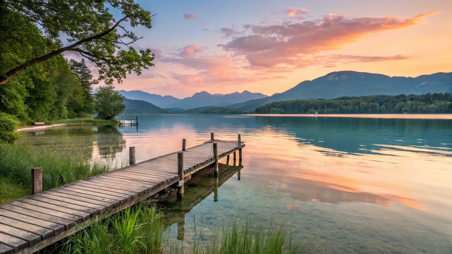 Popular weekend getaway destinations for seniors feature serene lakes and sunsets.