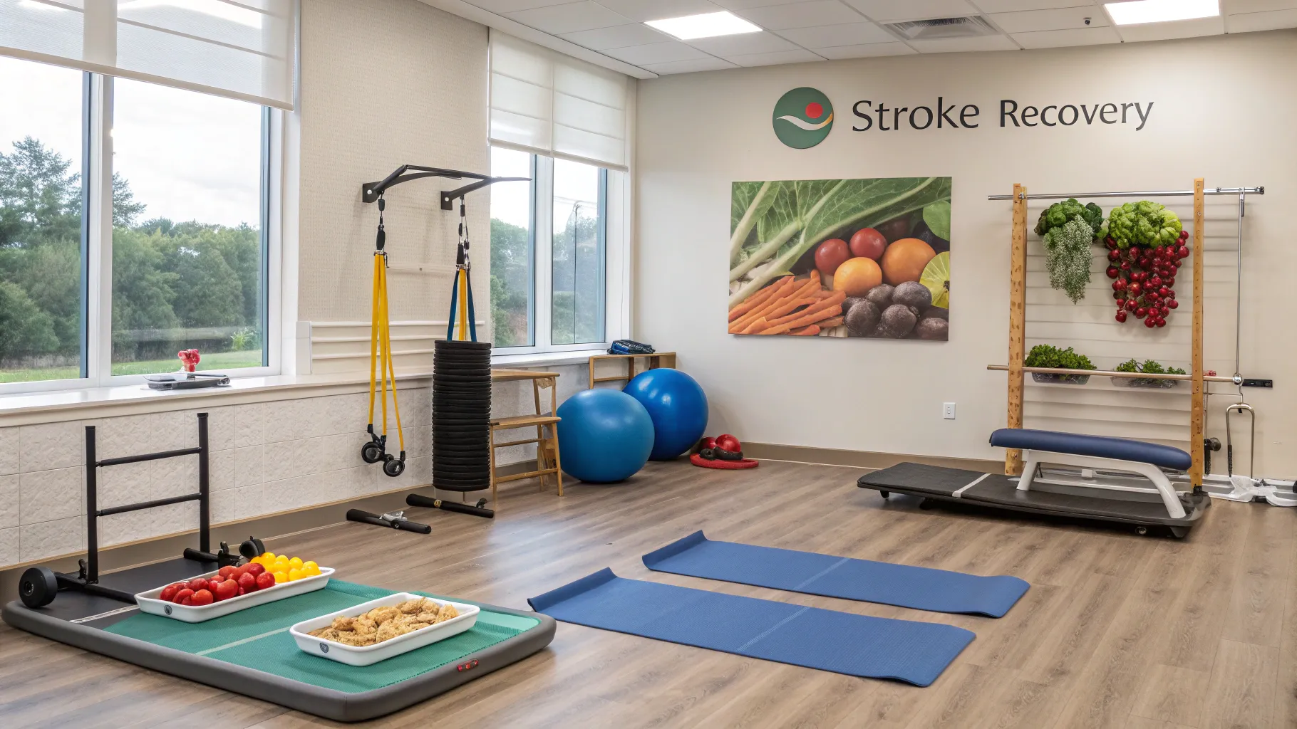 Stroke Treatment and Exercise space with rehabilitation equipment for recovery.