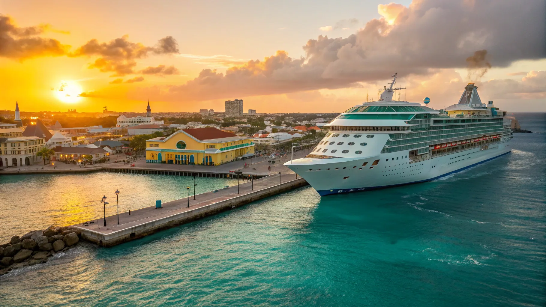A majestic cruise ship docked in Bridgetown, Barbados, ready for a long caribbean cruise bridgetown.