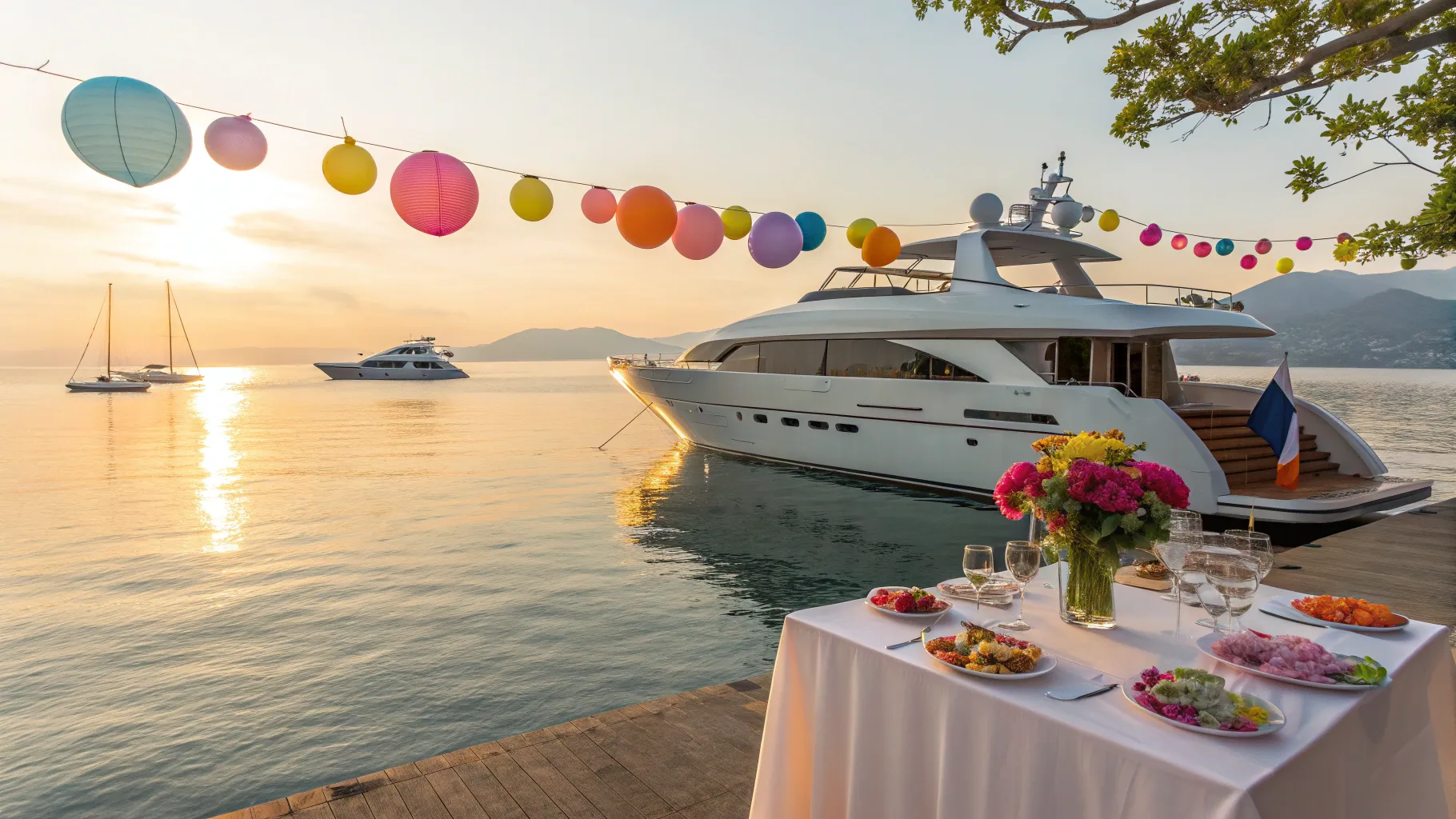 Birthday Yacht Rentals featuring a stunning yacht set for a festive celebration.