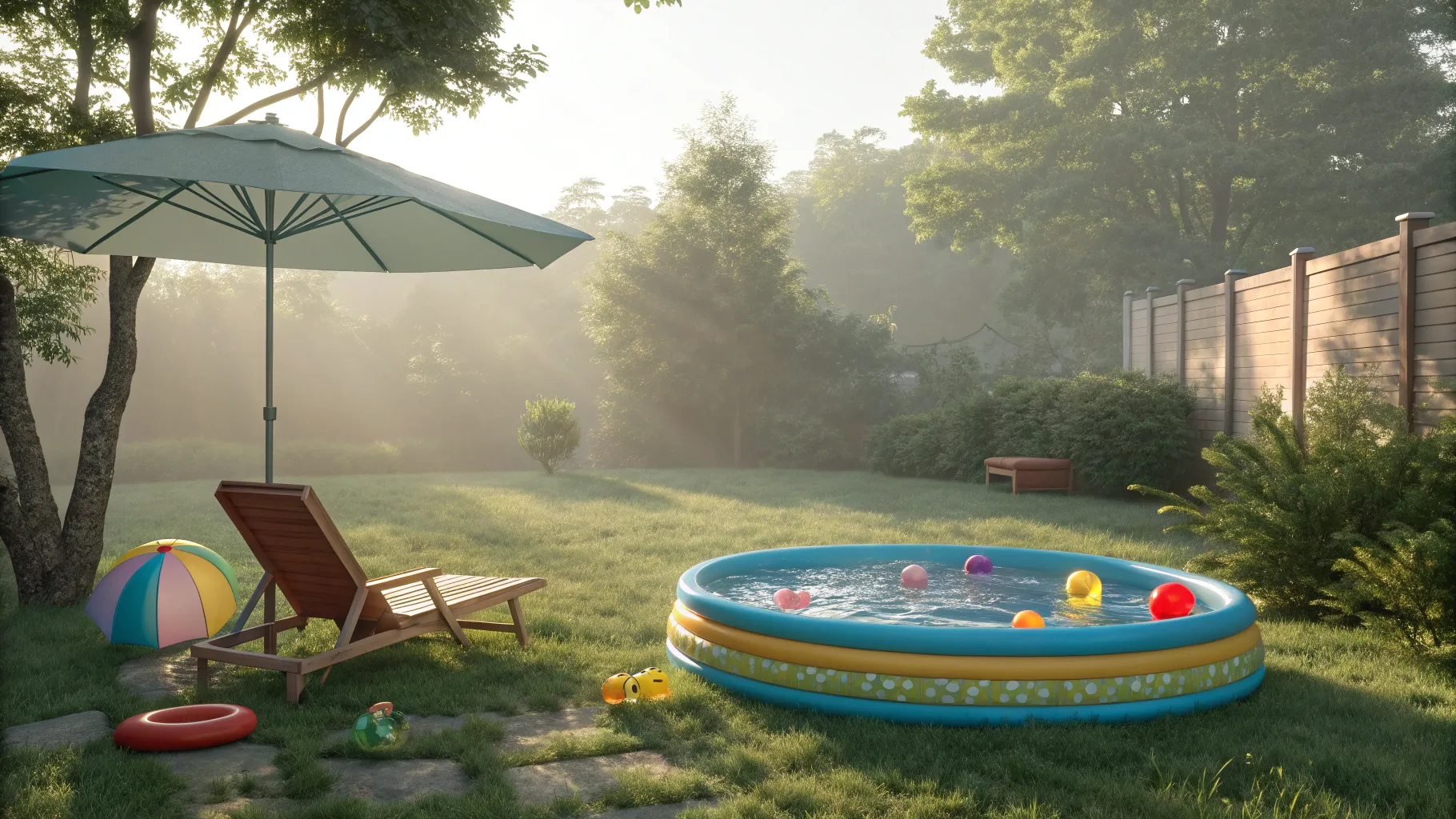 Tips for Buying a Portable Pool: Vibrant backyard scene showcasing various portable pools.