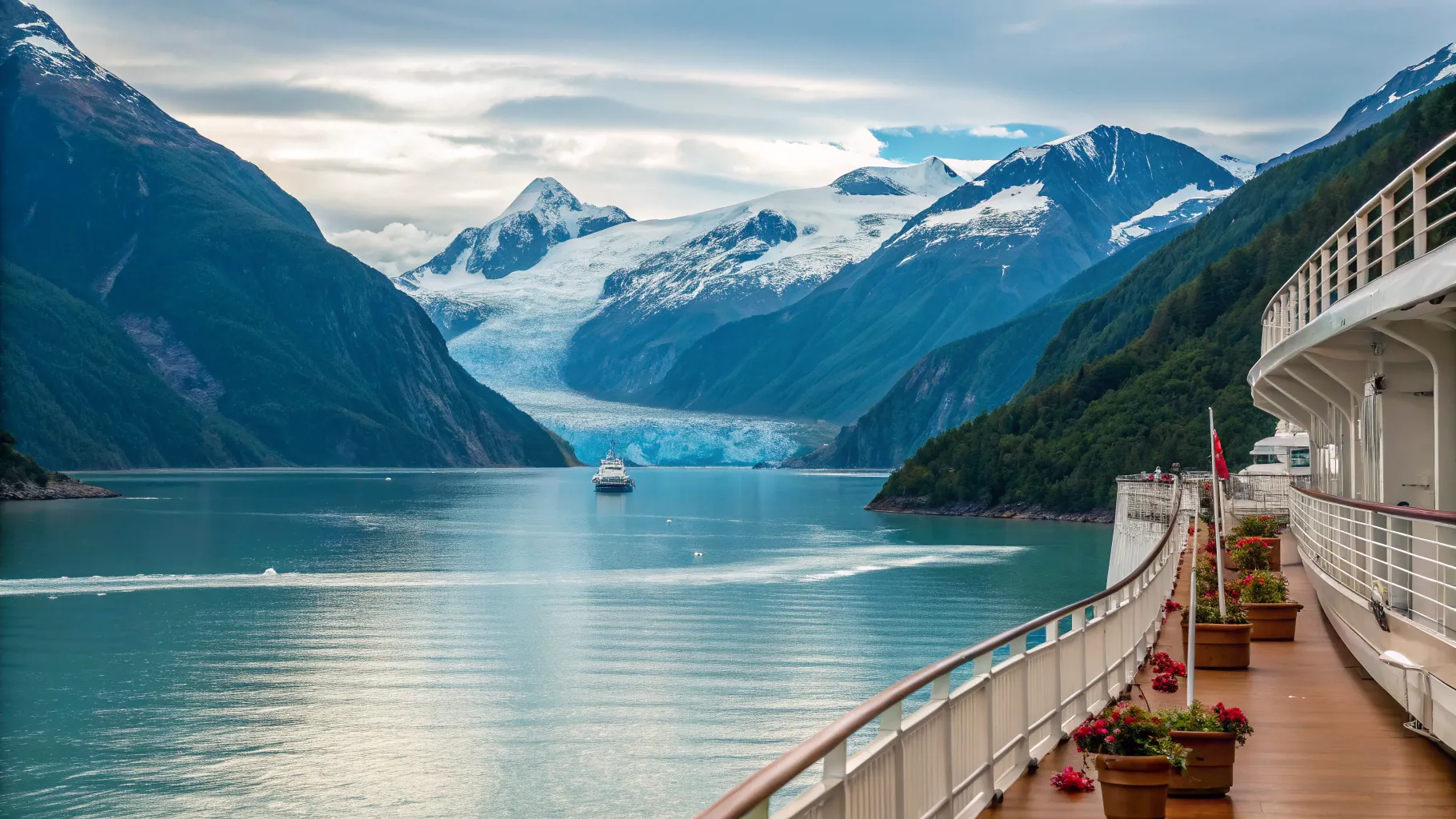 Cruises from Vancouver to Alaska showcase breathtaking mountain views and blue glaciers.