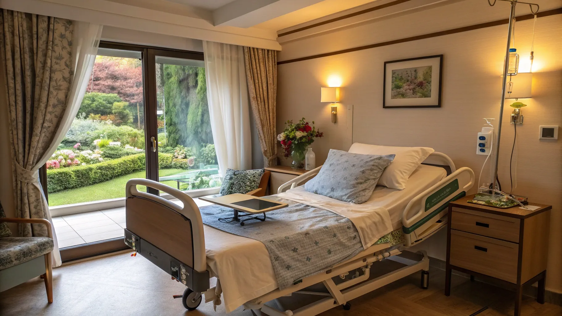 Are Hospital Beds Covered by Medicare? Comfortable hospital bed in a serene home setting.