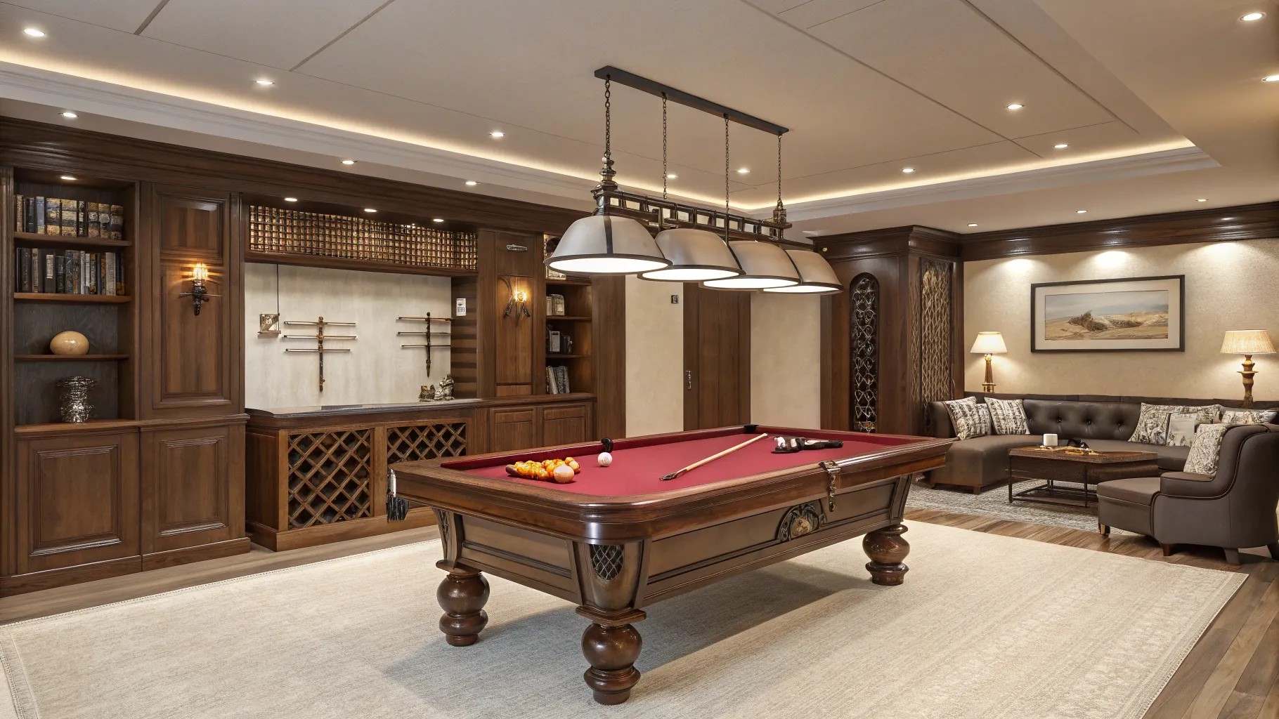 Buying Pool Table Guide: A luxurious game room with an exquisite pool table and decor.