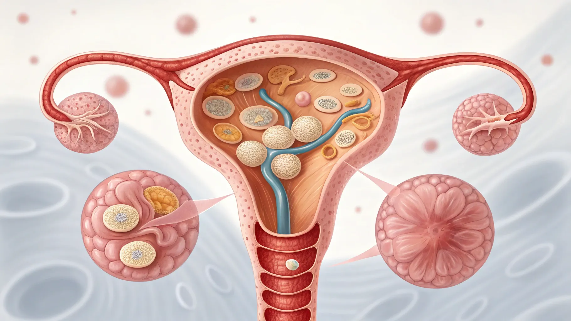 Understand Ovarian Cysts and Diagnosis Methods: A medical illustration of an ovarian cyst.