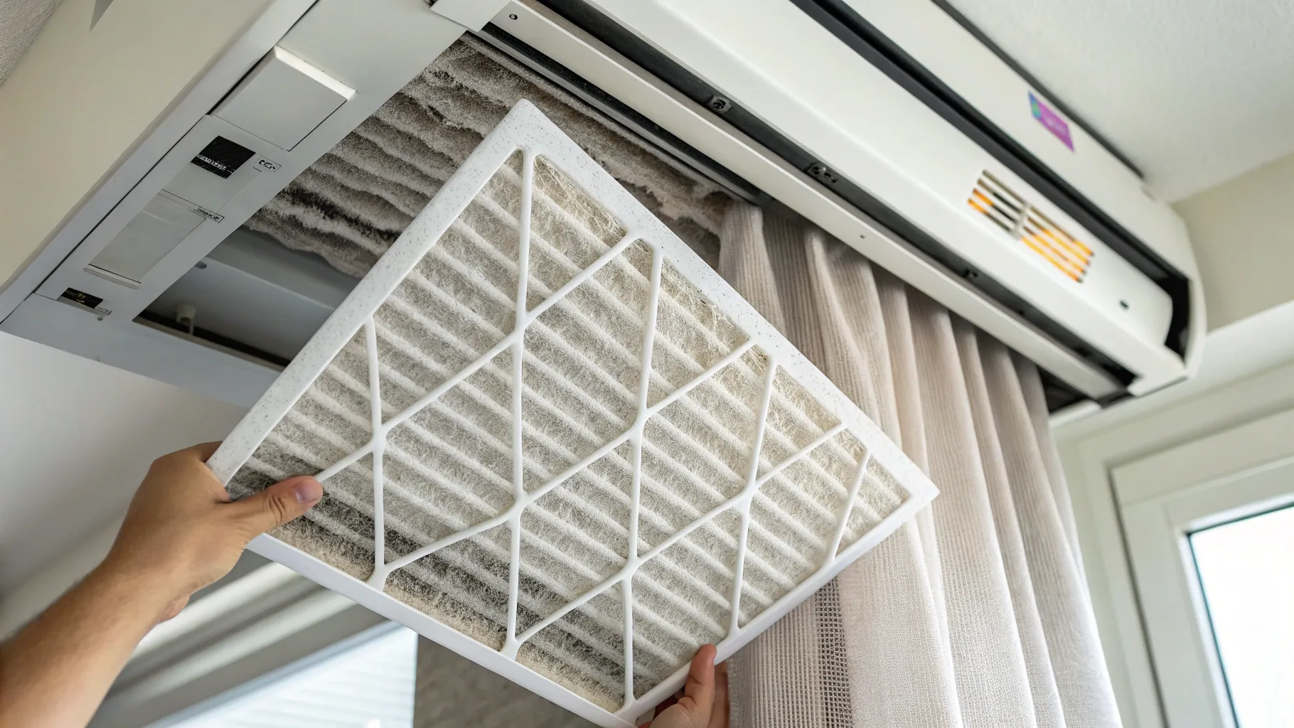 How Often Should You Clean Your Air Conditioner Filter: Air filters and dusty vent contrast.