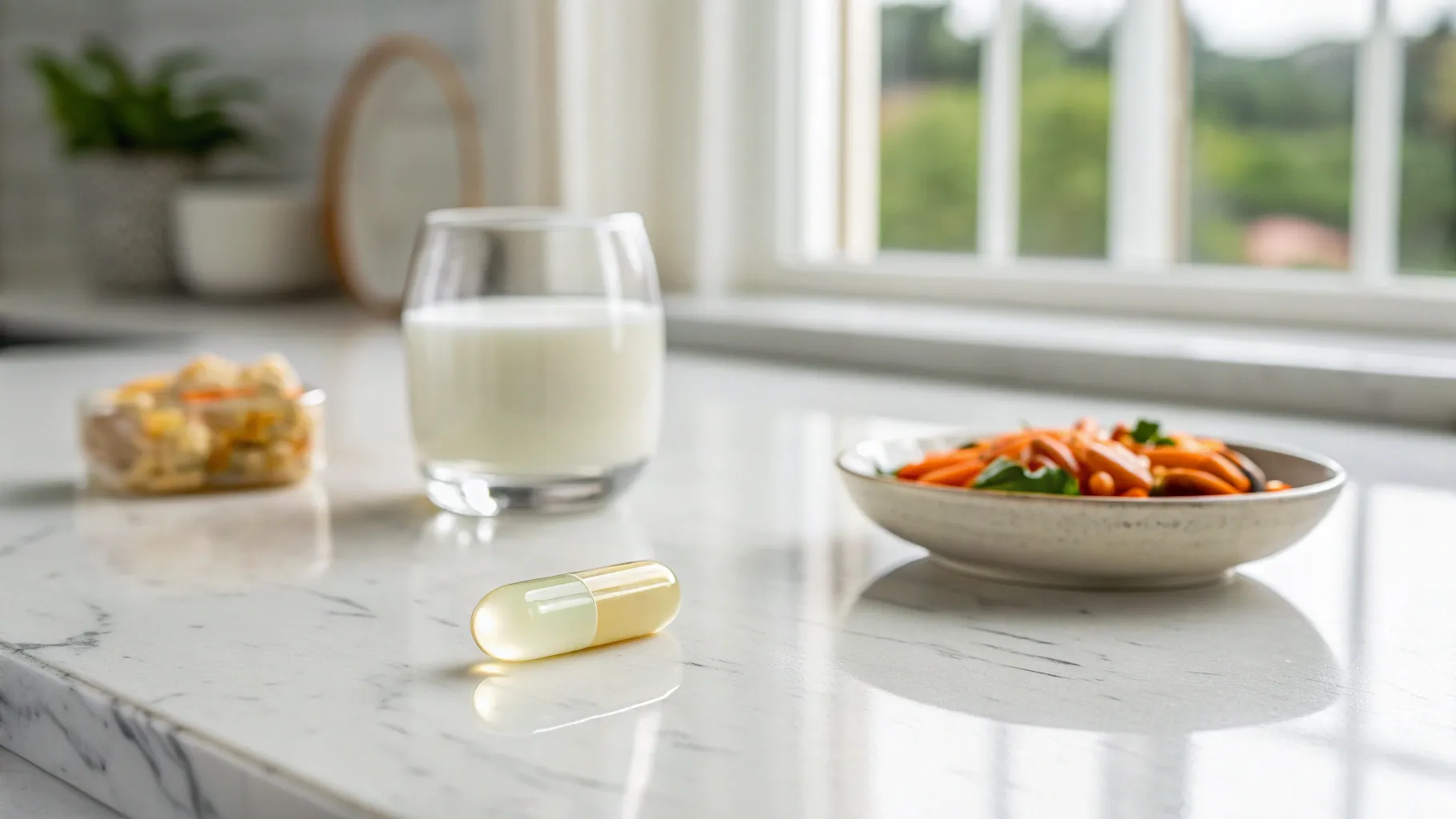 A probiotic capsule and fermented foods demonstrating the benefits of probiotics for gut health