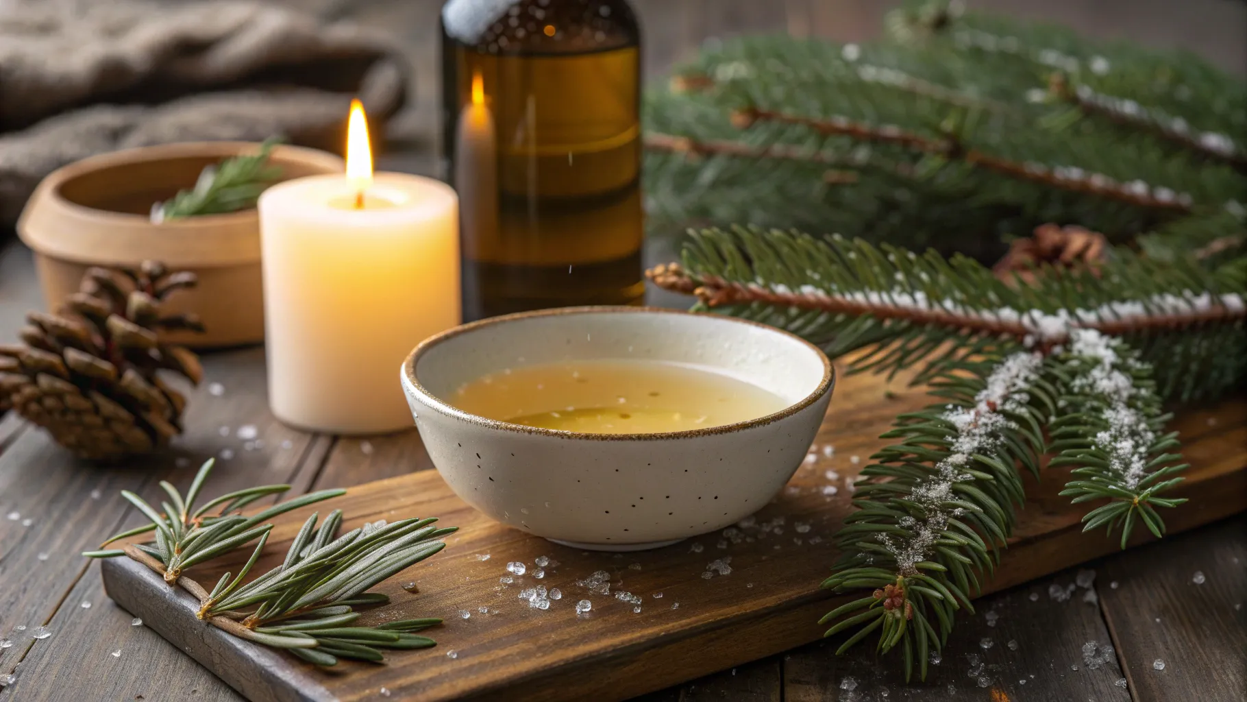 Understanding Dry Scalp Problems in Winter includes warm oils and cozy winter elements.