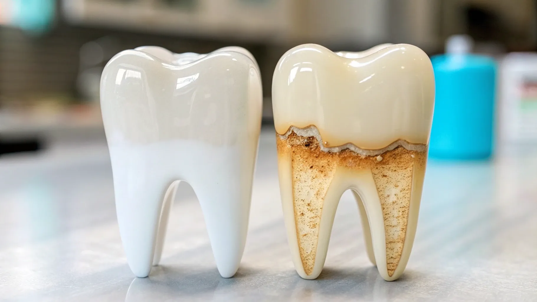 tooth enamel erosion early symptoms you shouldnt ignore, showcasing healthy and eroded teeth.