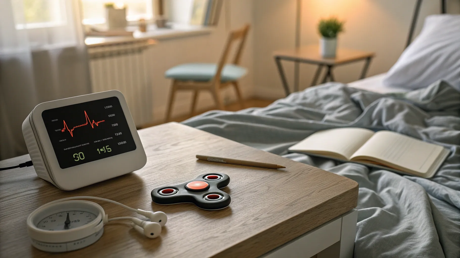 10 Common Signs of Anxiety represented through serene indoor scenes and objects.