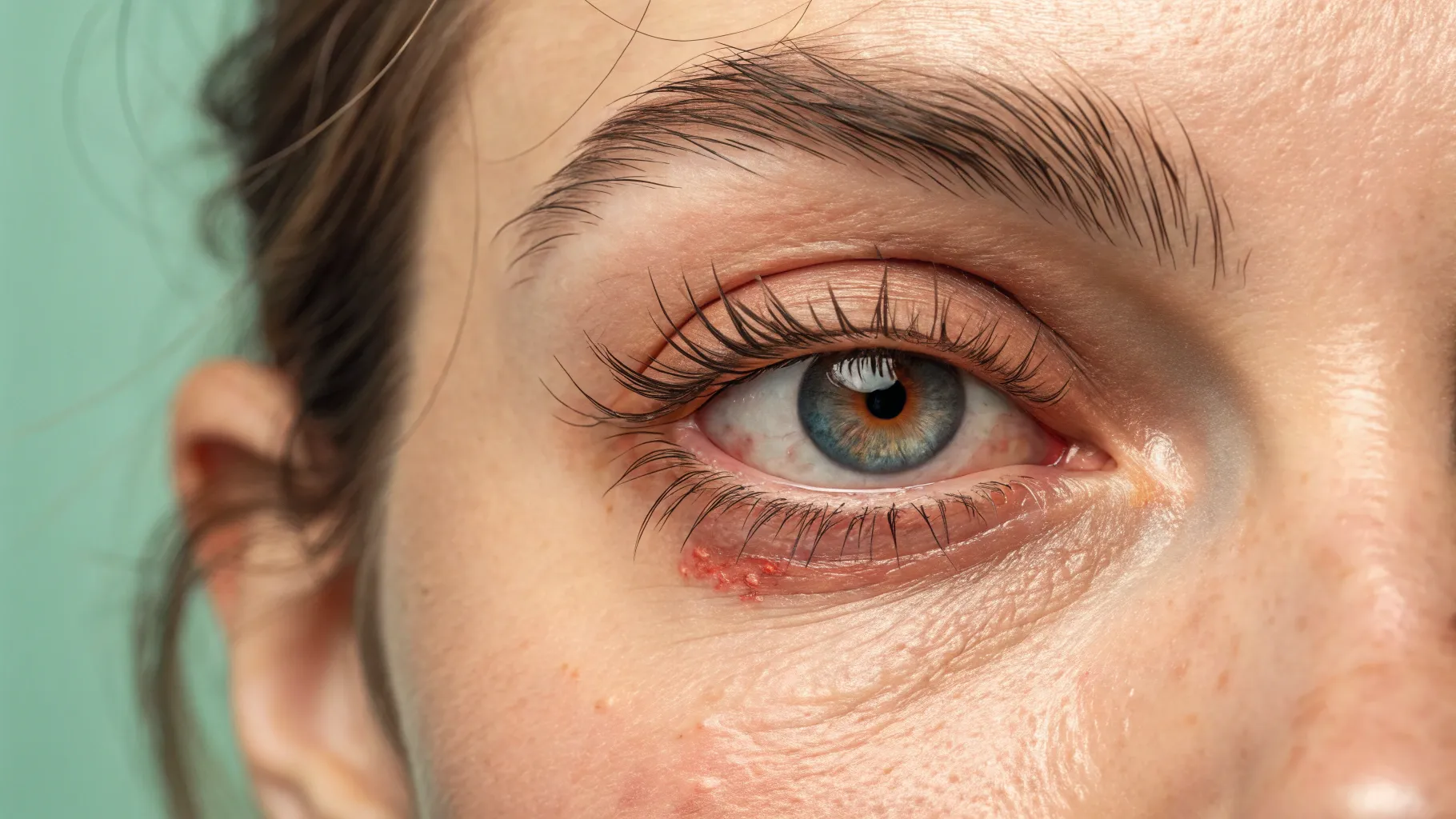 Eyelid Dermatitis Symptoms illustrated with inflamed and irritated eyelids.