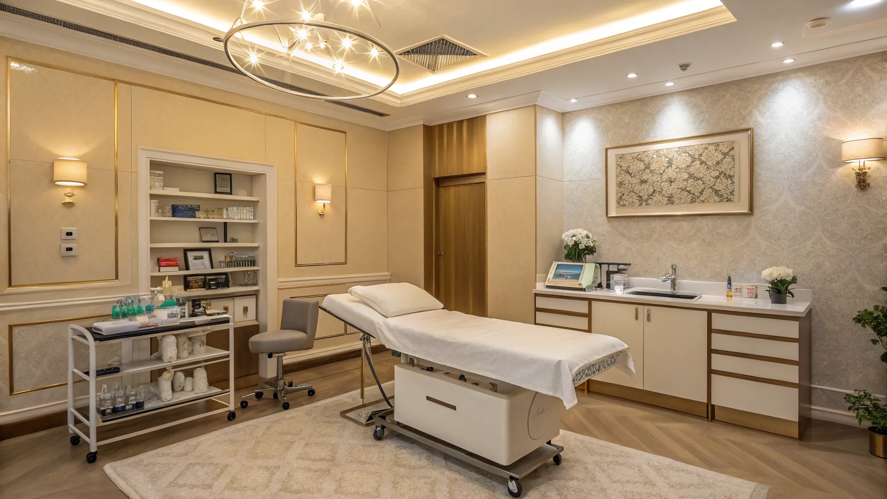 Facelift Procedure Risks for seniors: A calm surgery prep room highlighting safety and care.