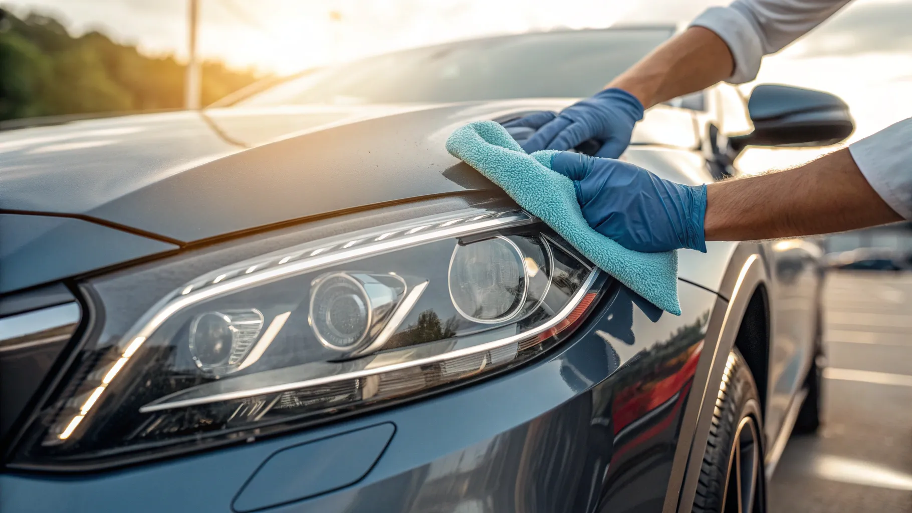 Guide to restoring cloudy headlights, showcasing a person cleaning a cloudy headlight.