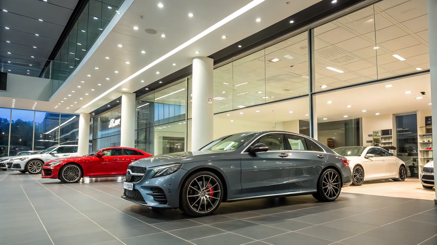 High residual car lease specials displayed in a modern, stylish dealership showroom.