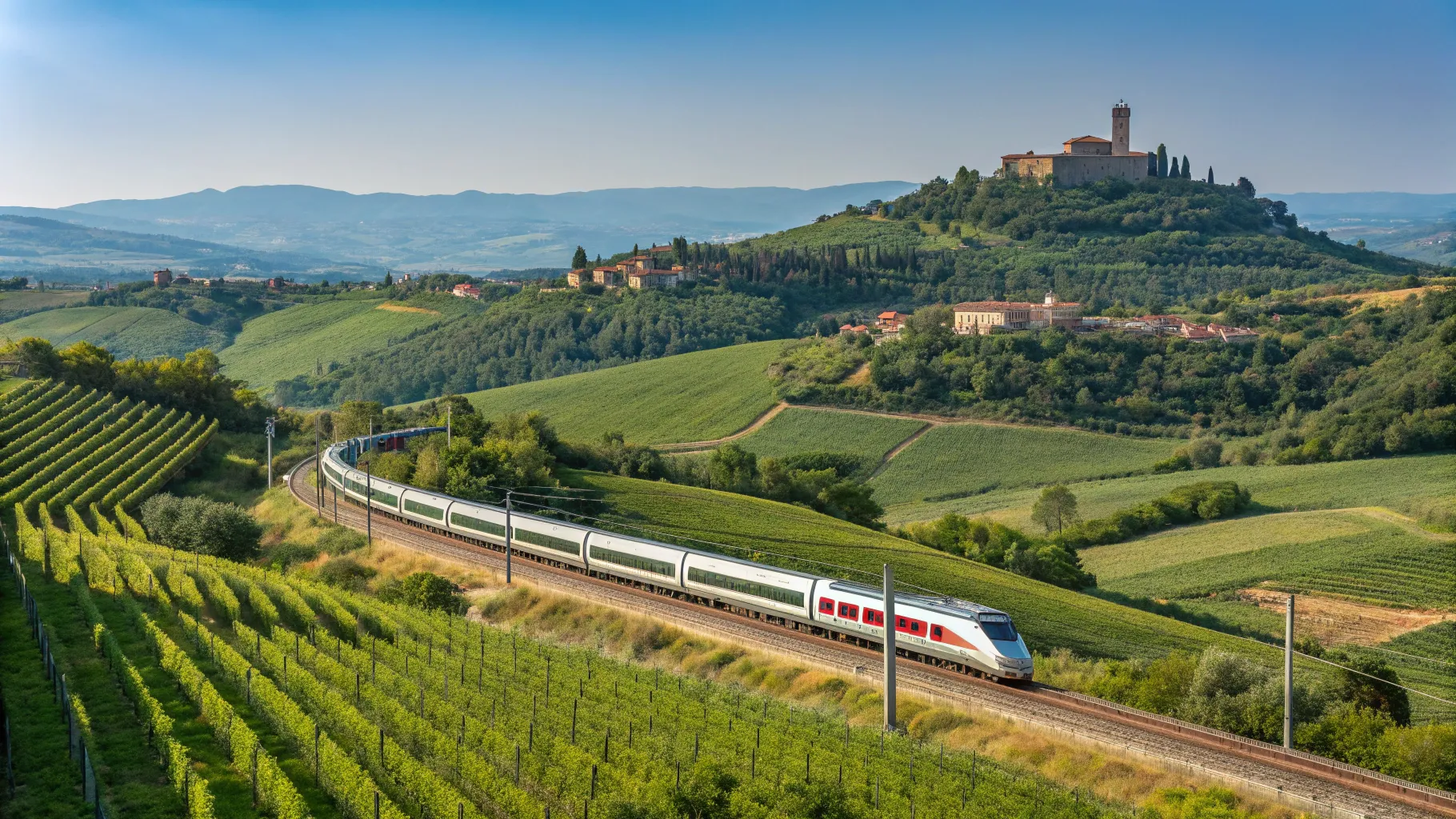 Italy Tour by train offers breathtaking views of rolling hills and historic villages.