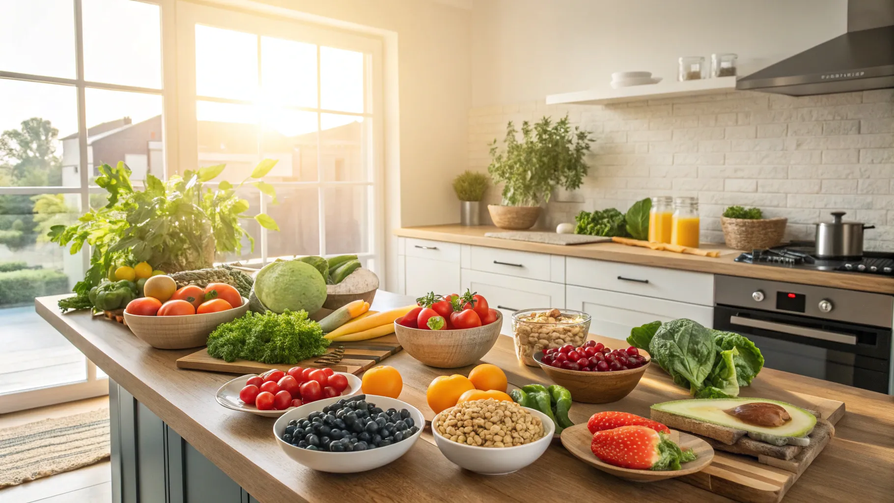 Living with HIV, What You Should Know in 2025 healthy food options in a bright kitchen.
