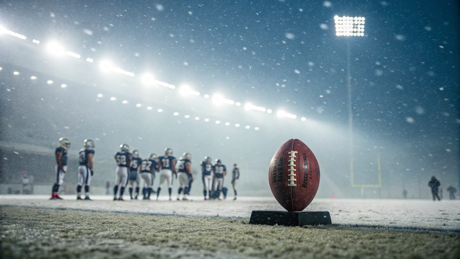 A tense football game scene representing the high stakes of NFL wild card weekend game predictions.