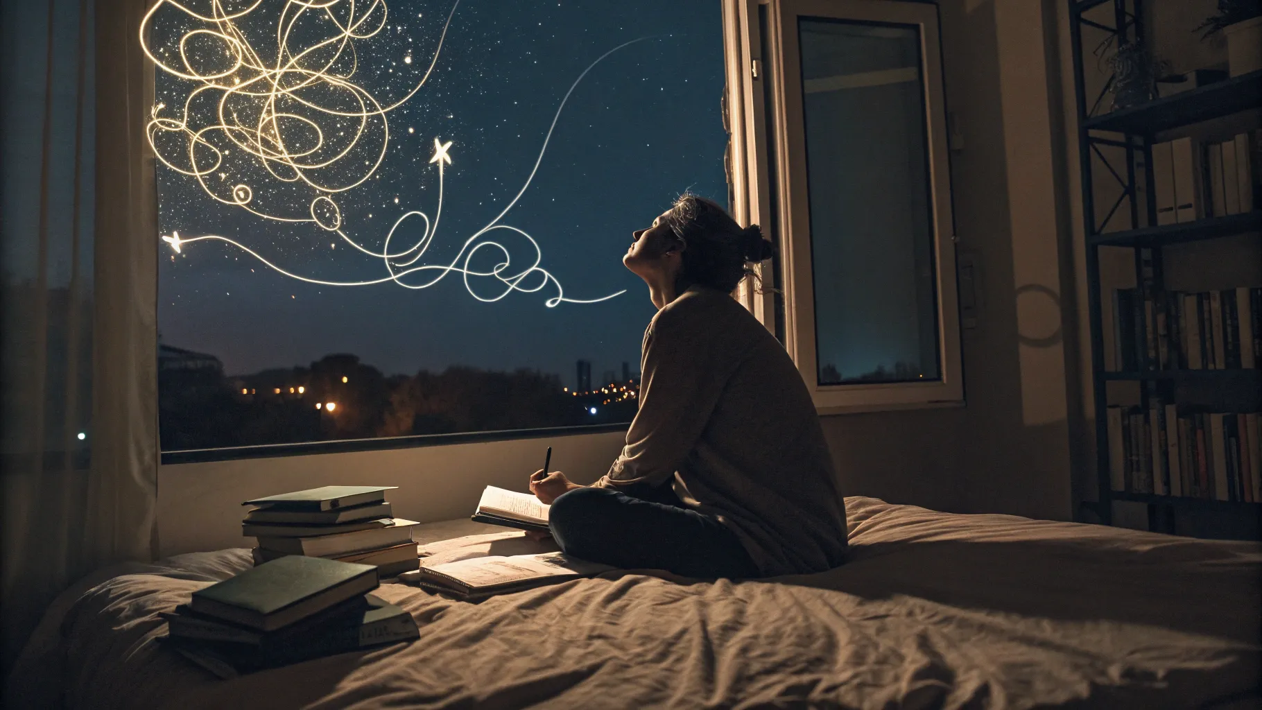 The Psychological Reason You Replay Conversations in Your Head: introspective night scene.