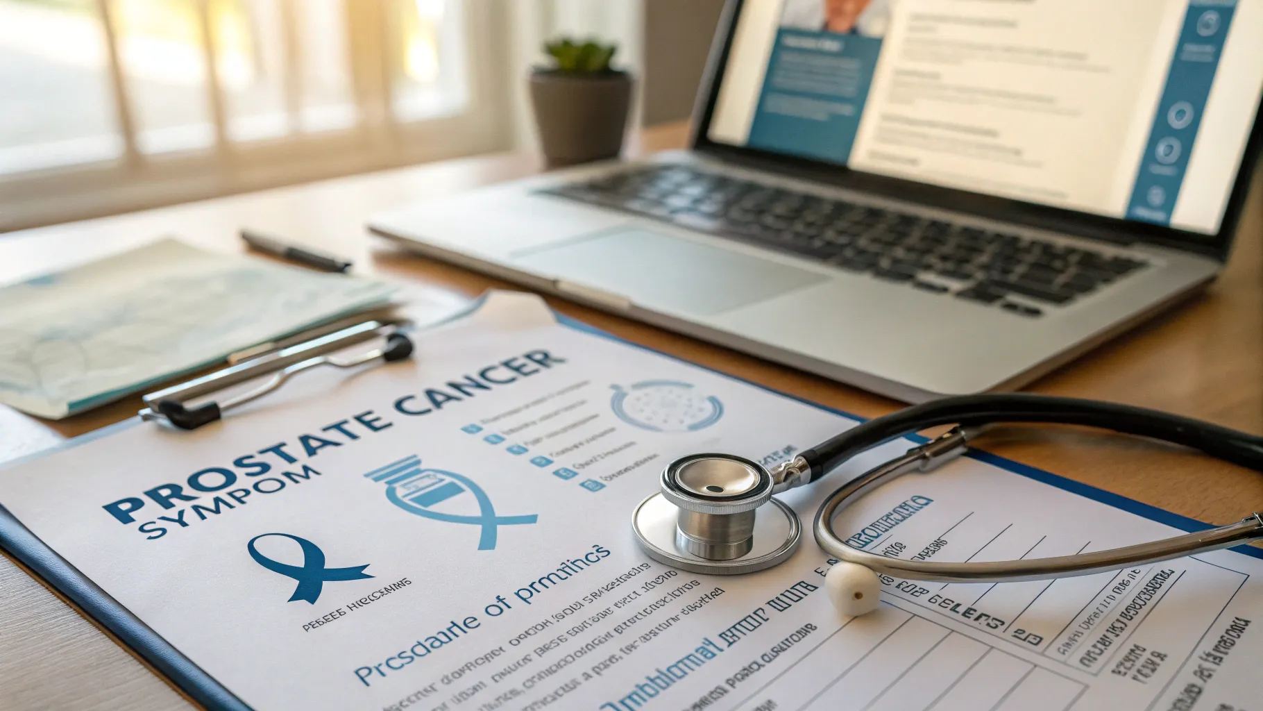 Early Signs of Prostate Cancer - Clinical setting with medical tools and information.