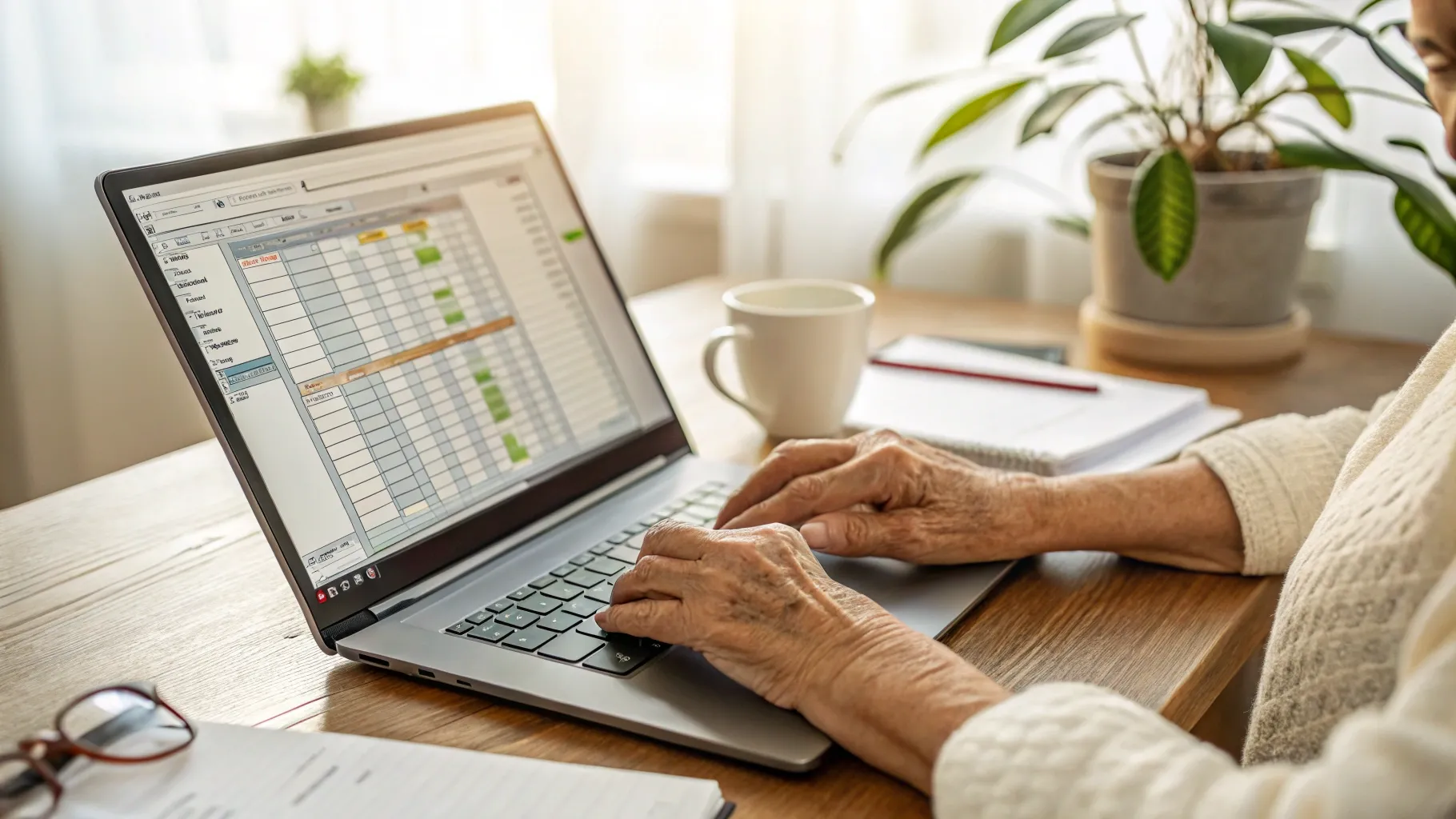 Remote Data Entry Jobs for Seniors in Australia: A warm home office inviting productivity.