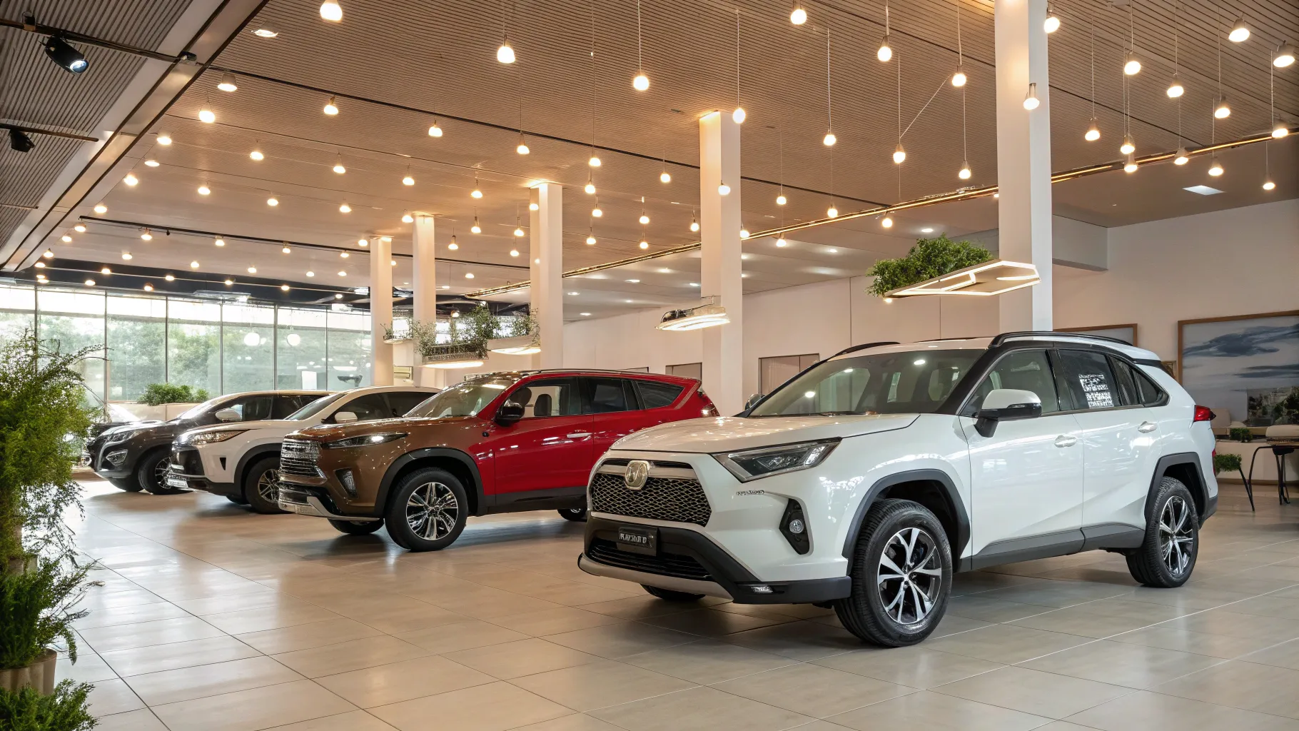 suv car lease specials showcasing a variety of newest models in a vibrant showroom.