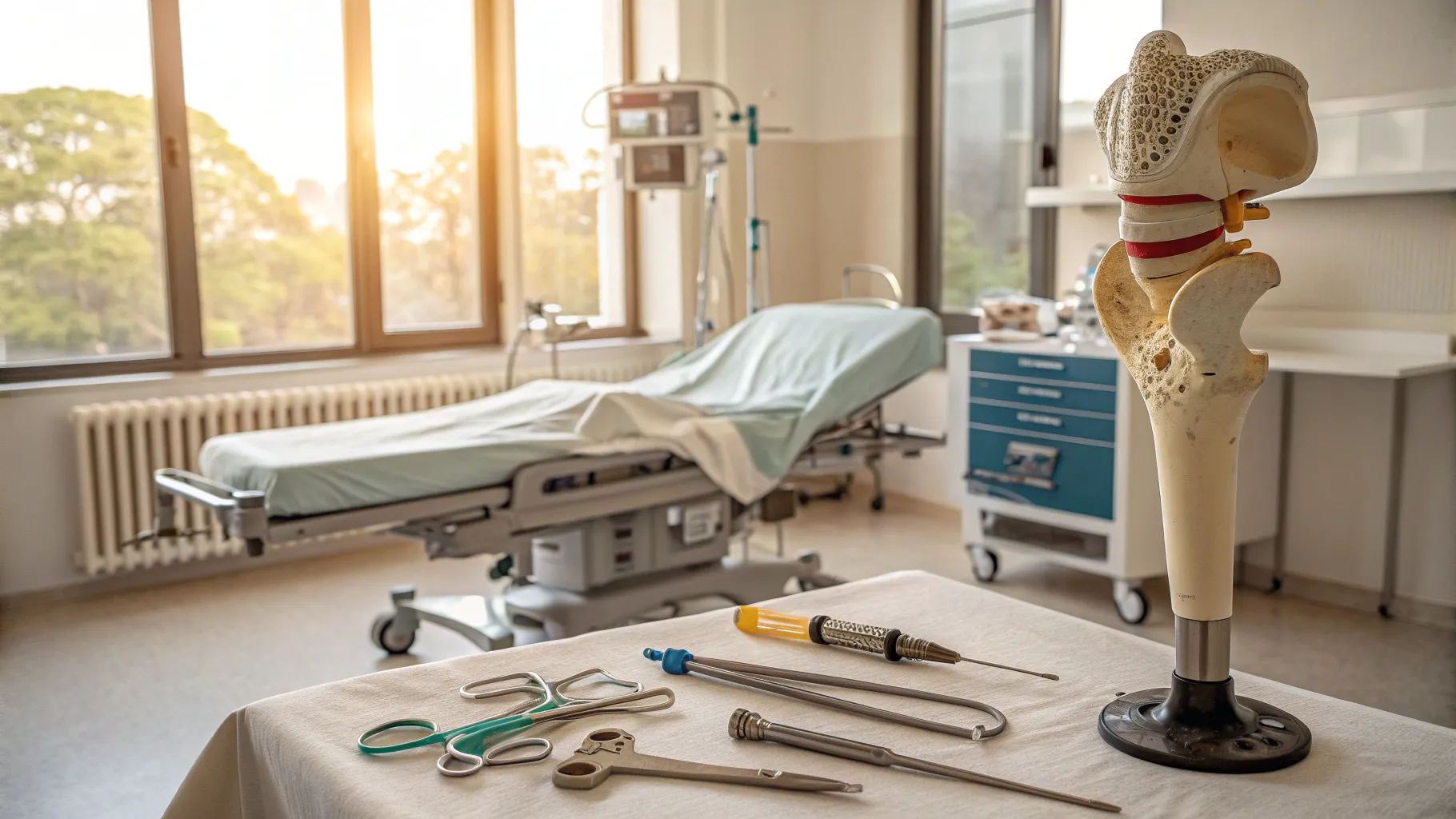 Hip replacement surgery for seniors involves advanced equipment and a caring environment.