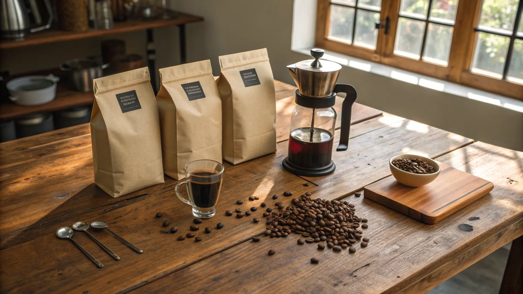 A curated selection of beans from popular coffee brands arranged to signify a coffee brands ranking.
