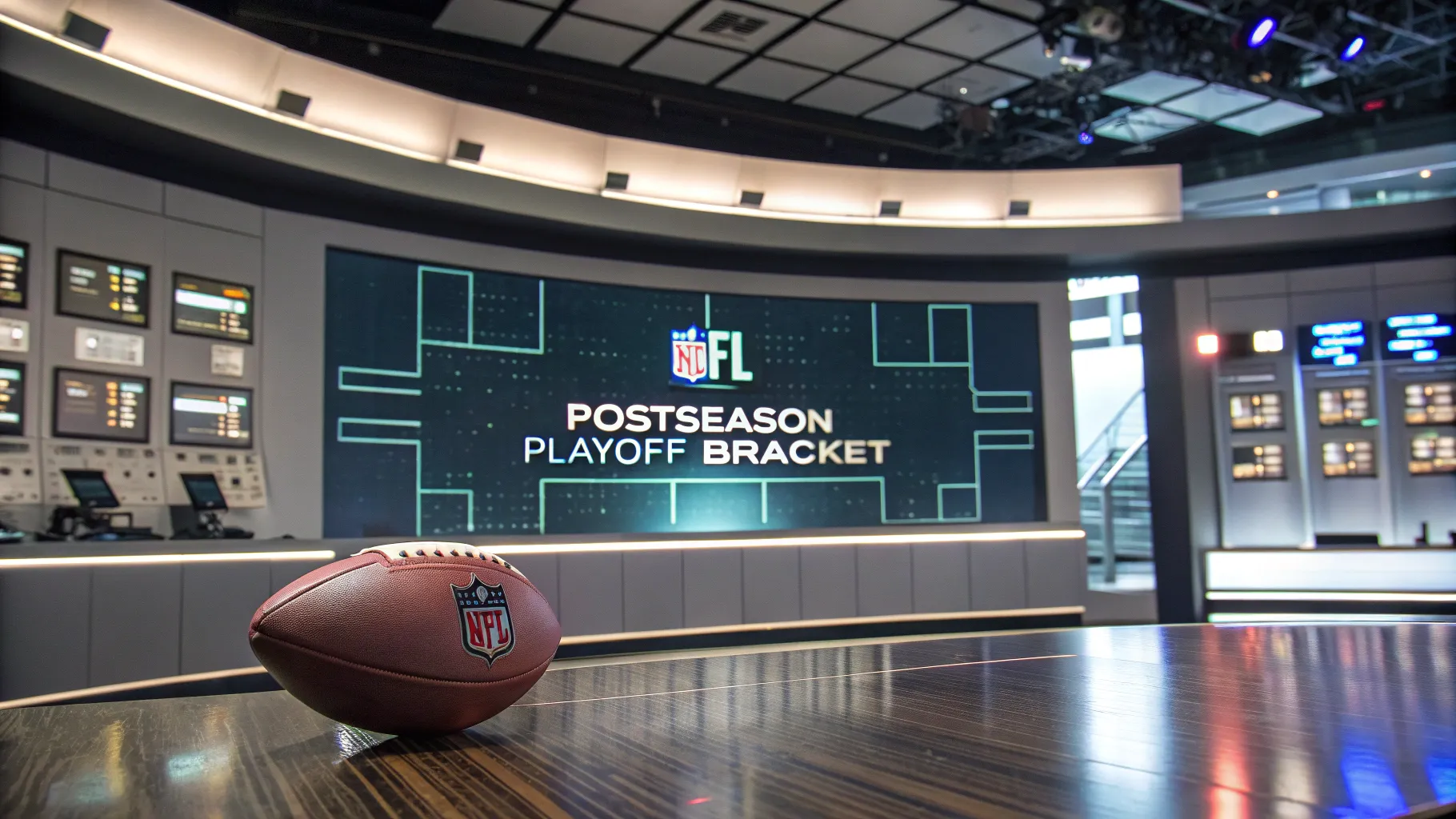 A detailed chart showing the NFL postseason schedule bracket with team logos.