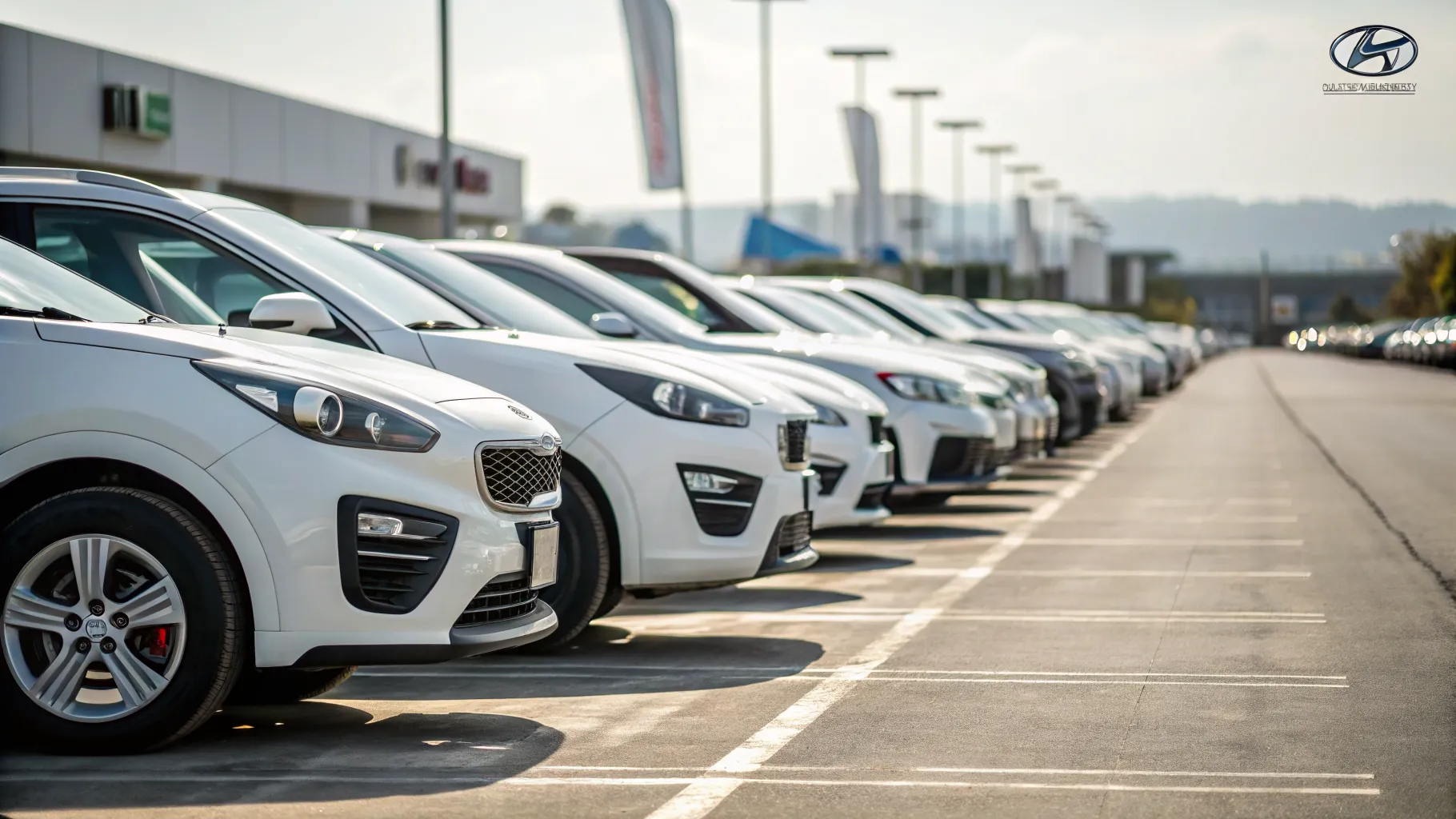 Buying used cars guide featuring a vibrant used car lot with diverse vehicles.