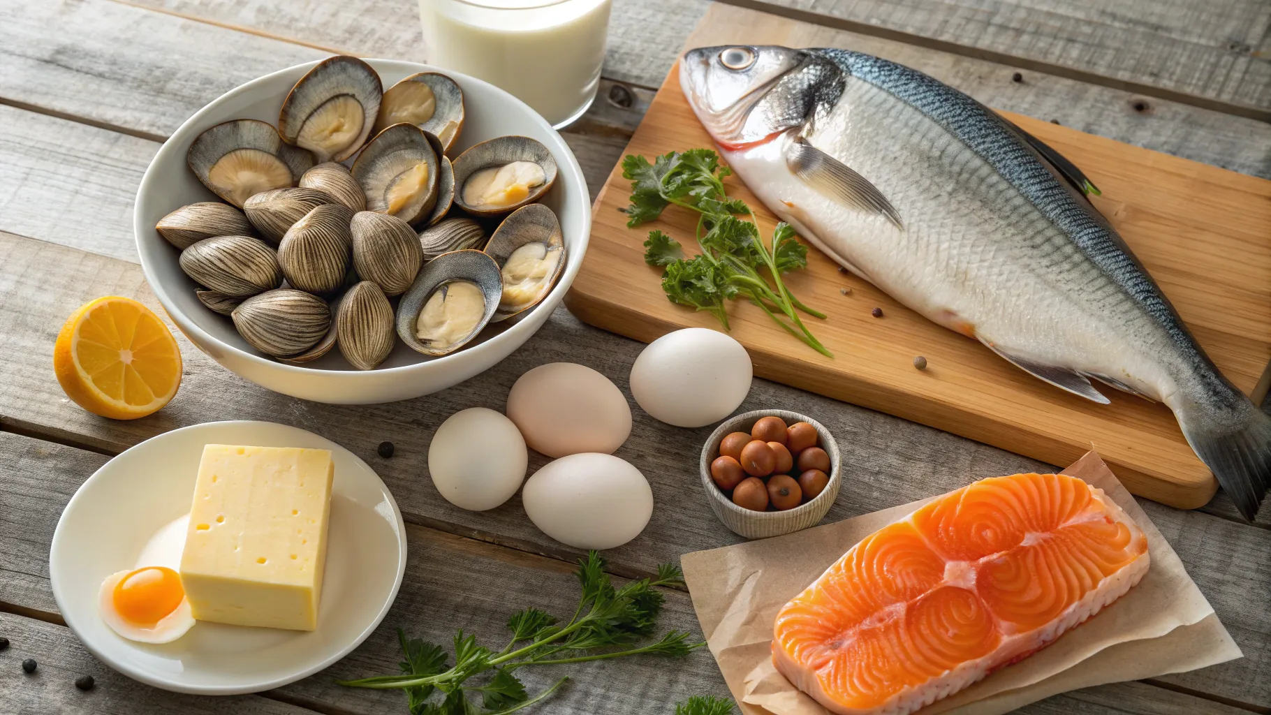 Vitamin B12 for Daily Focus: A colorful array of nutrient-rich foods for brain health.