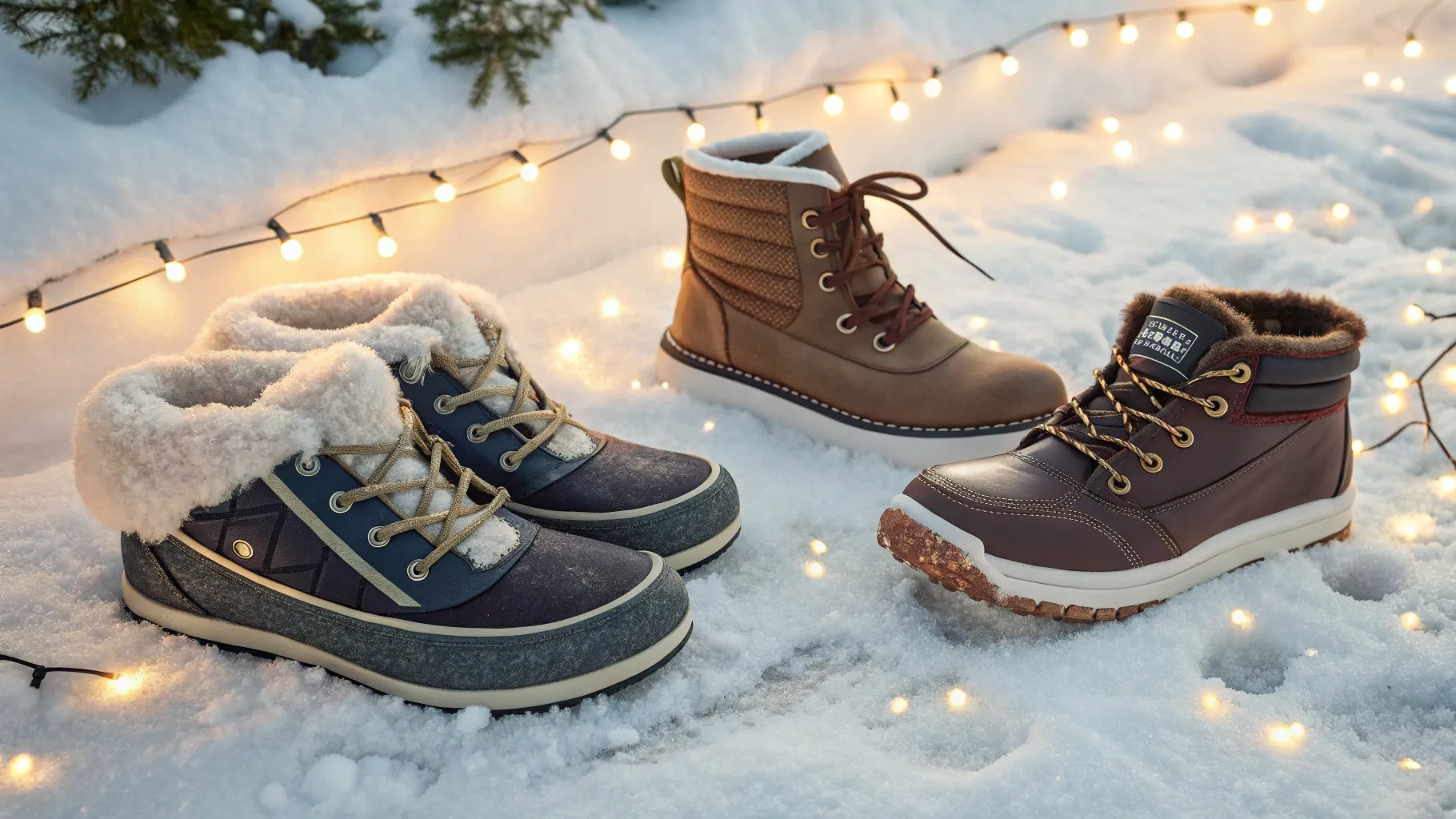Comfortable Winter Footwear People Prefer displayed in a snowy setting with intricate textures.