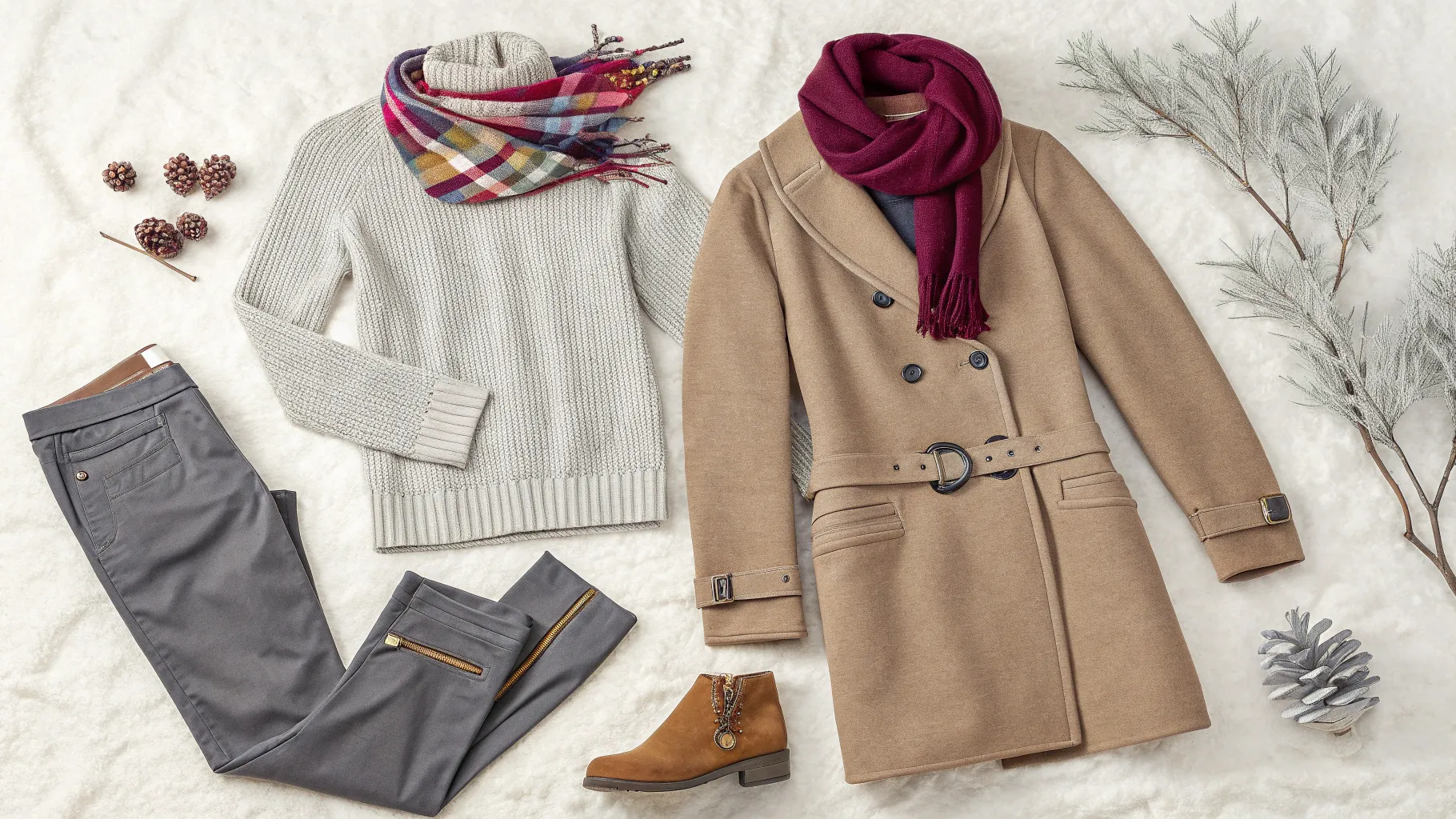 Popular Winter Clothing Layers for Adults Over 40 showcase stylish sweaters, tunics, scarves.