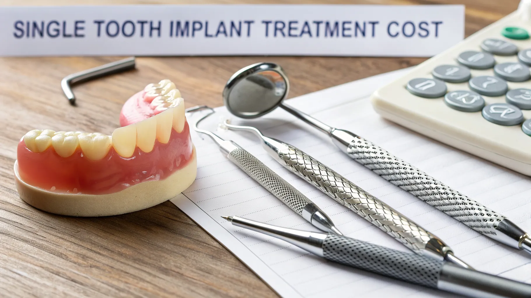 Tek diş implantı uygulaması ve tedavi süreci maliyet unsurlarını gösteren detaylı bir infografik.