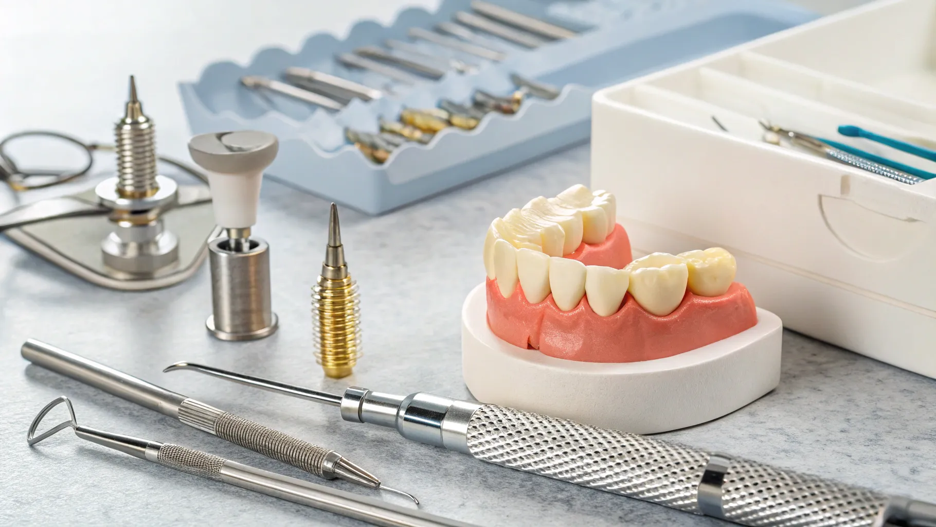 Zubní implantáty pro starší osoby s keramickou korunkou