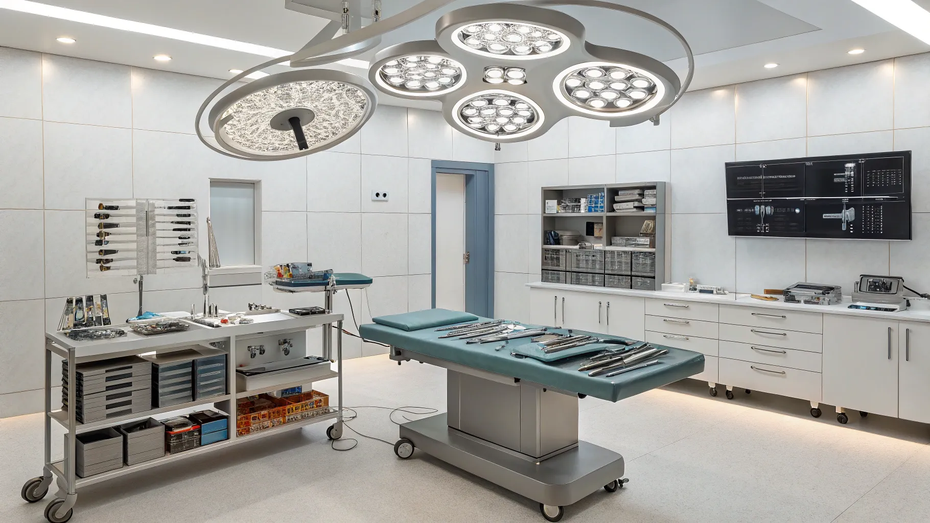 Leitfaden für Augenlidoperation (Blepharoplastik): Modern, sterile operating room for surgery.