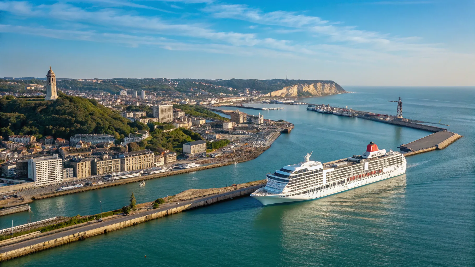 Französisches Flair per Kreuzfahrt: Ab Kiel nach Frankreich - A cruise ship near Le Havre.