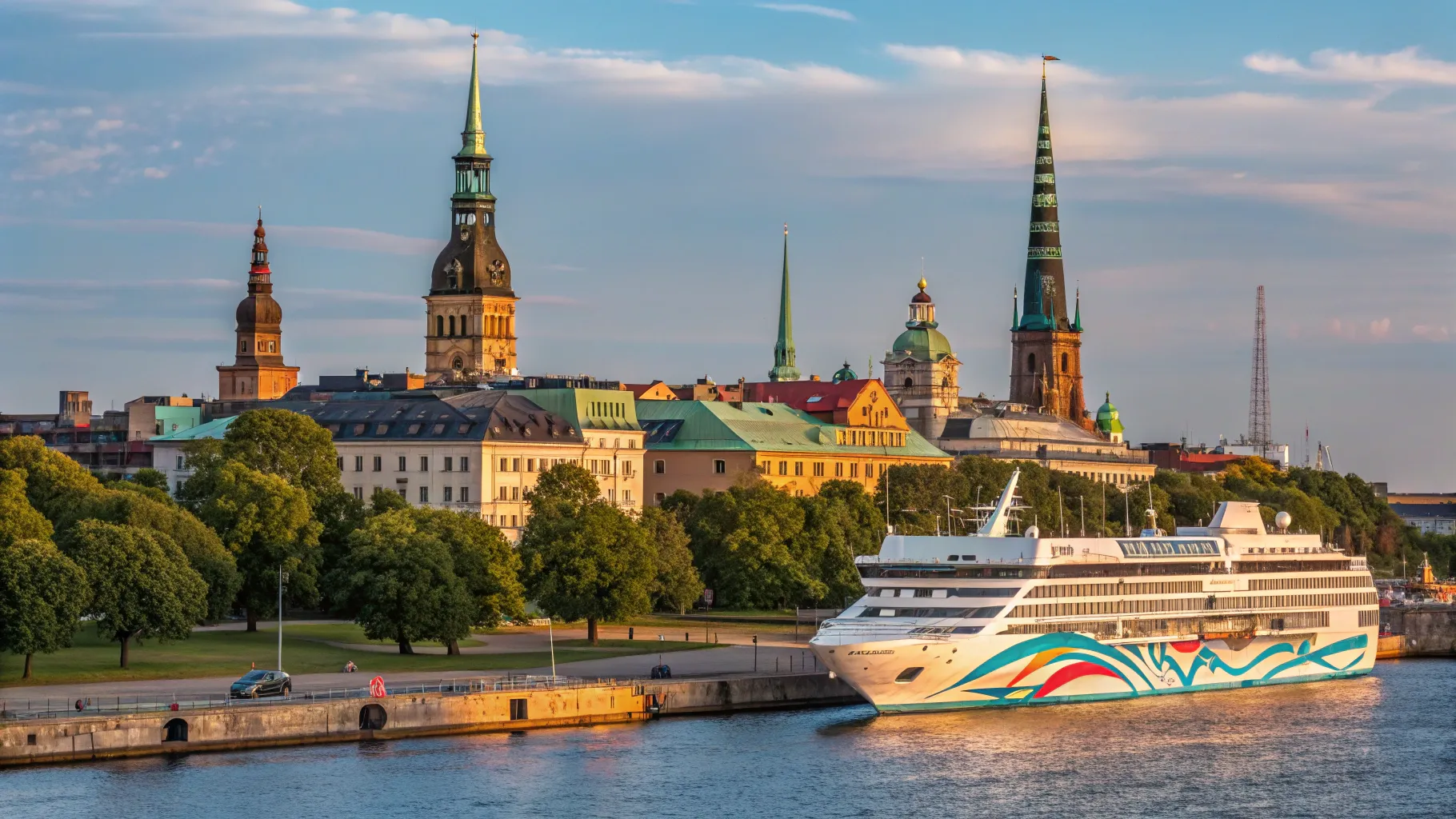 Baltische Vielfalt: Von Kiel auf Kreuzfahrt nach Lettland und Riga - A scenic dock in Riga.