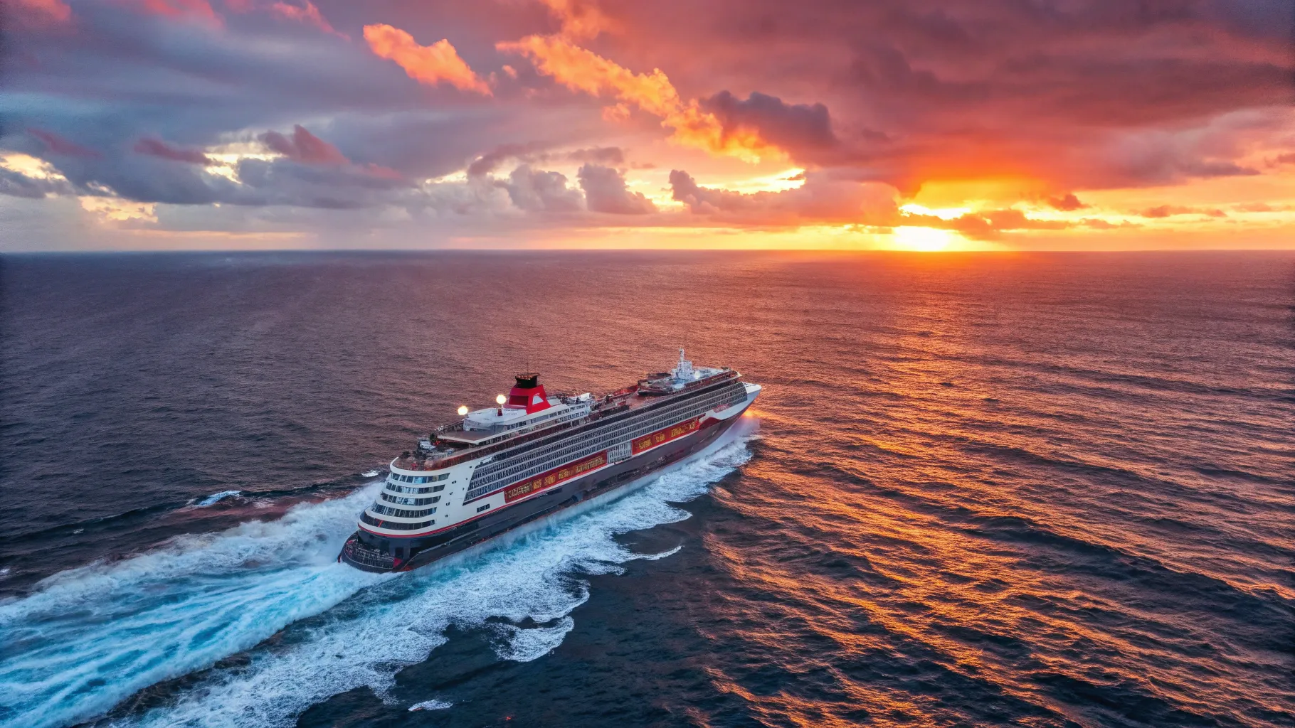 Abenteuer Atlantik: Von Kiel in die USA per Schiff - Cruise ship at sunset on the ocean.