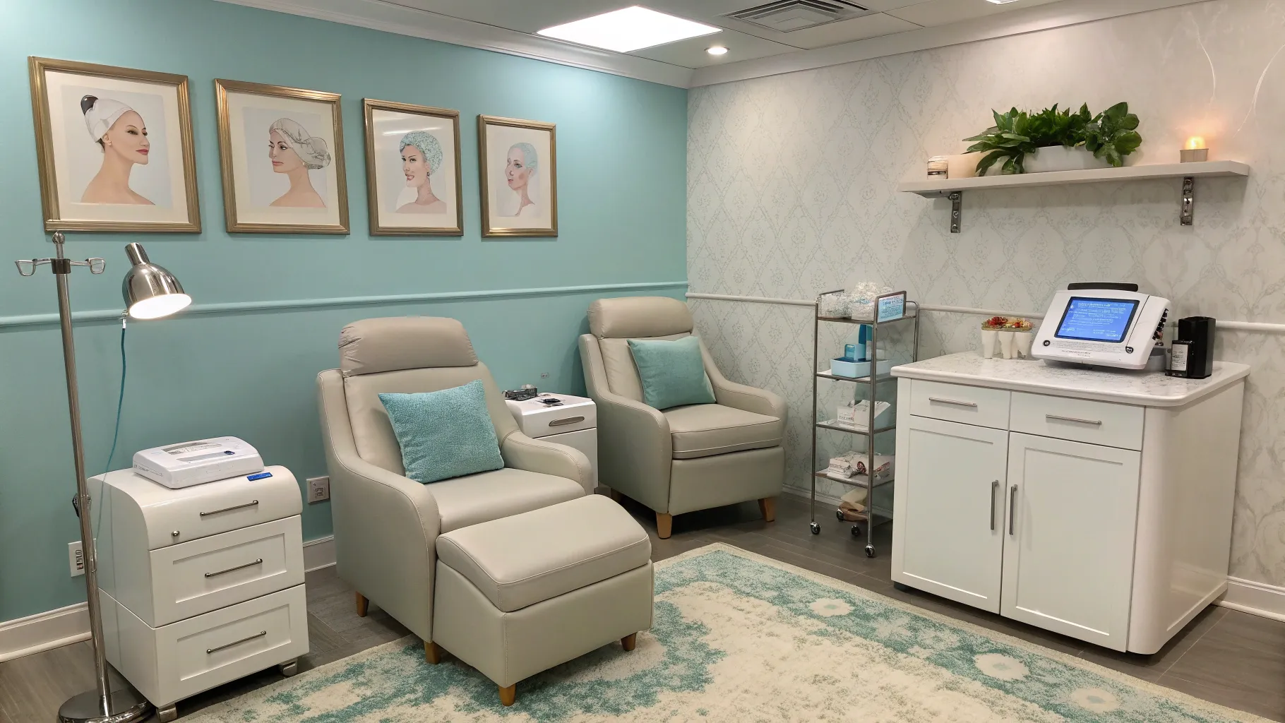 Mini-Facelifting für Senioren in a calming clinic environment ready for procedures.
