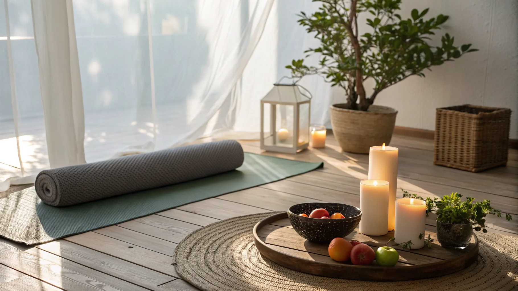 Natürliche Möglichkeiten, Depressionen zu überwinden: A tranquil indoor meditation space.