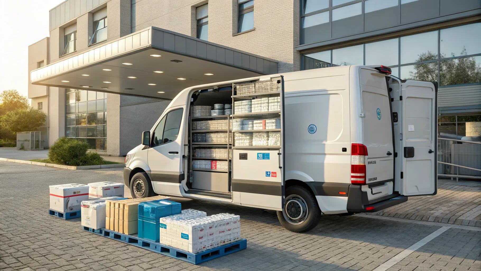 medizinischer lieferfahrer job transporting medical supplies in a delivery area