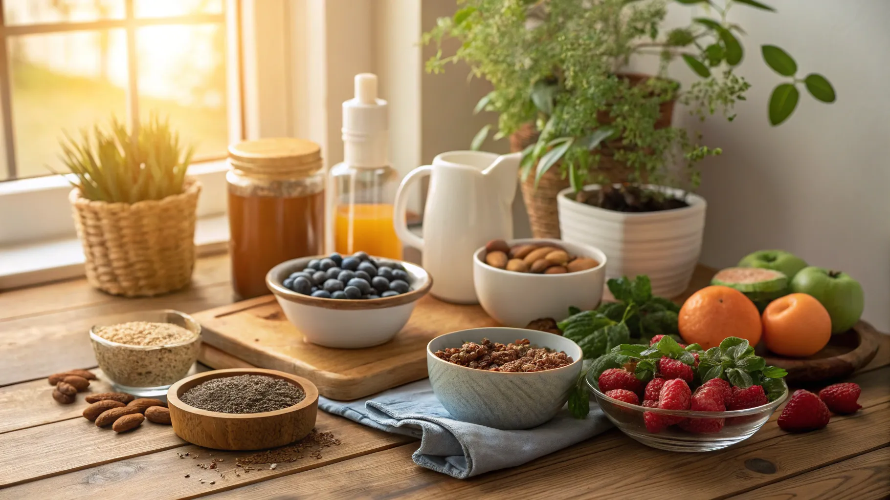 3 Main Symptoms your Thyroid is Struggling: A serene wellness setup with health foods.