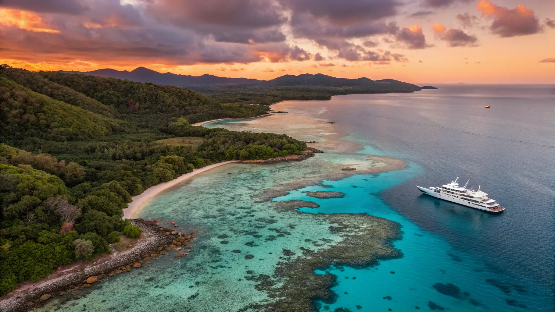 Australia and New Zealand Cruises 2025/2026 scenic coastal view of vibrant coral reef.
